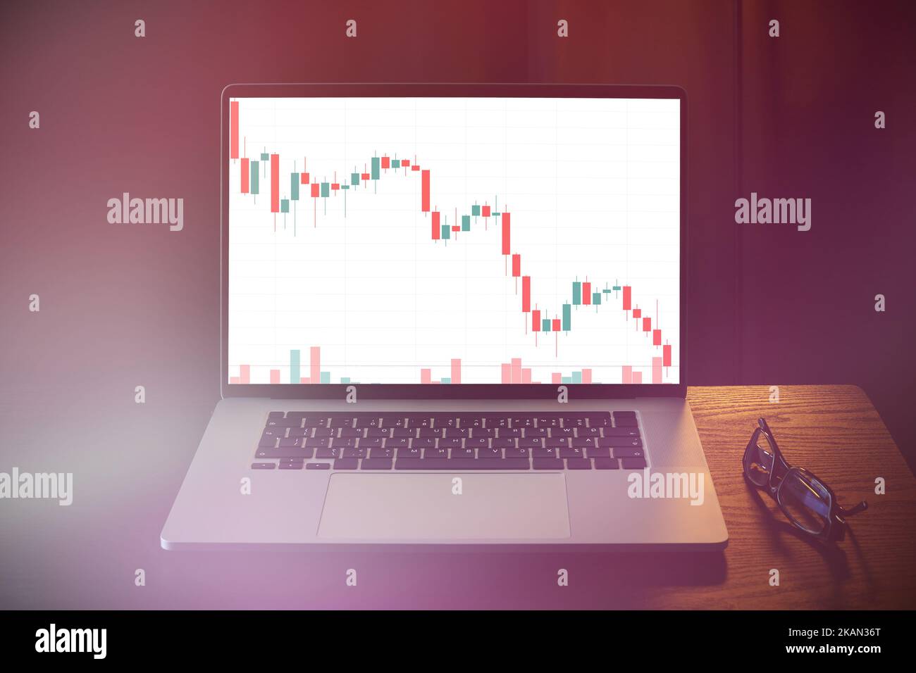 Stock Market Crash, drop in stock prices. Falling trading charts
