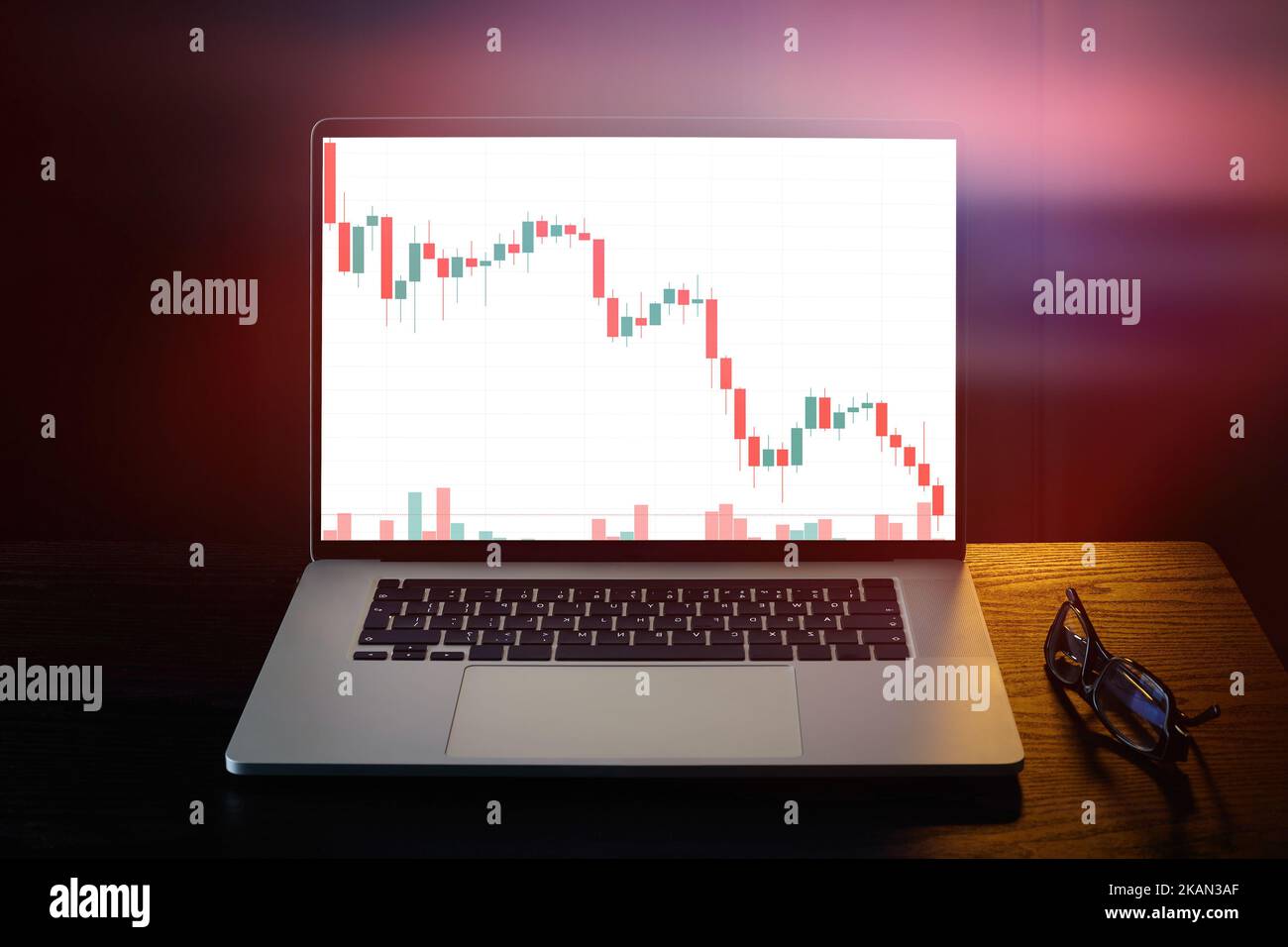Stock Market Crash, drop in stock prices. Falling trading charts