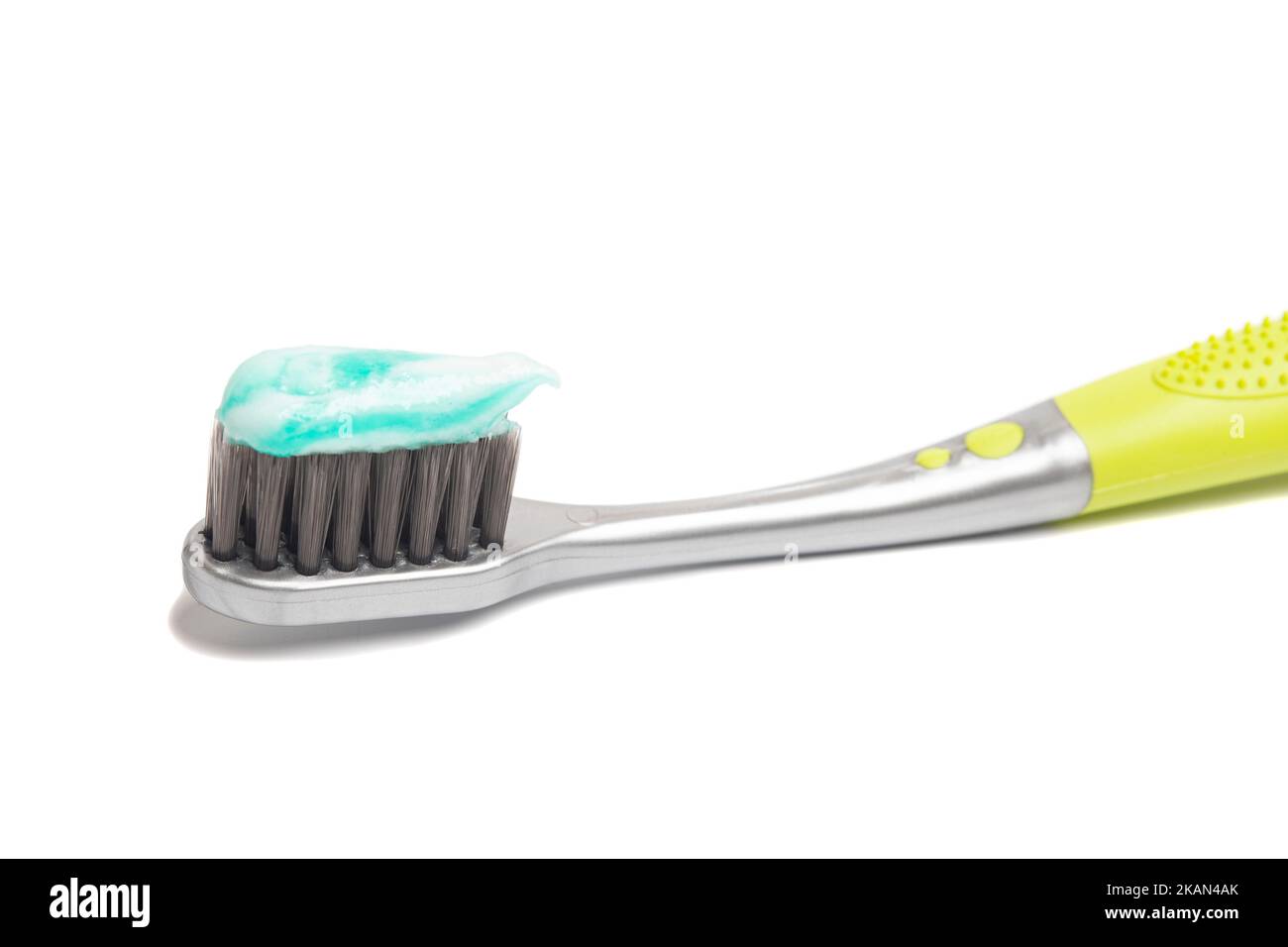 toothpaste on toothbrush isolated on white background Stock Photo - Alamy