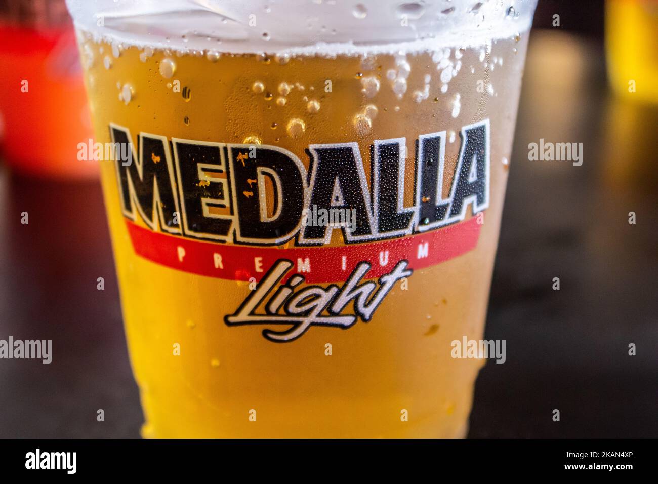 An ice cold Medalla Light Beer in Boqueron, Puerto Rico Stock Photo Alamy
