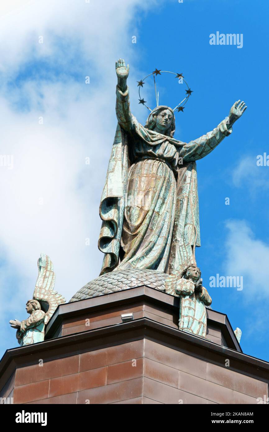 Rear view of Notre Dame de Bonsecours Chapel (Our Lady of Good Help) that was built in 1771 in Montreal.  This is one of the oldest churches in town. Stock Photo