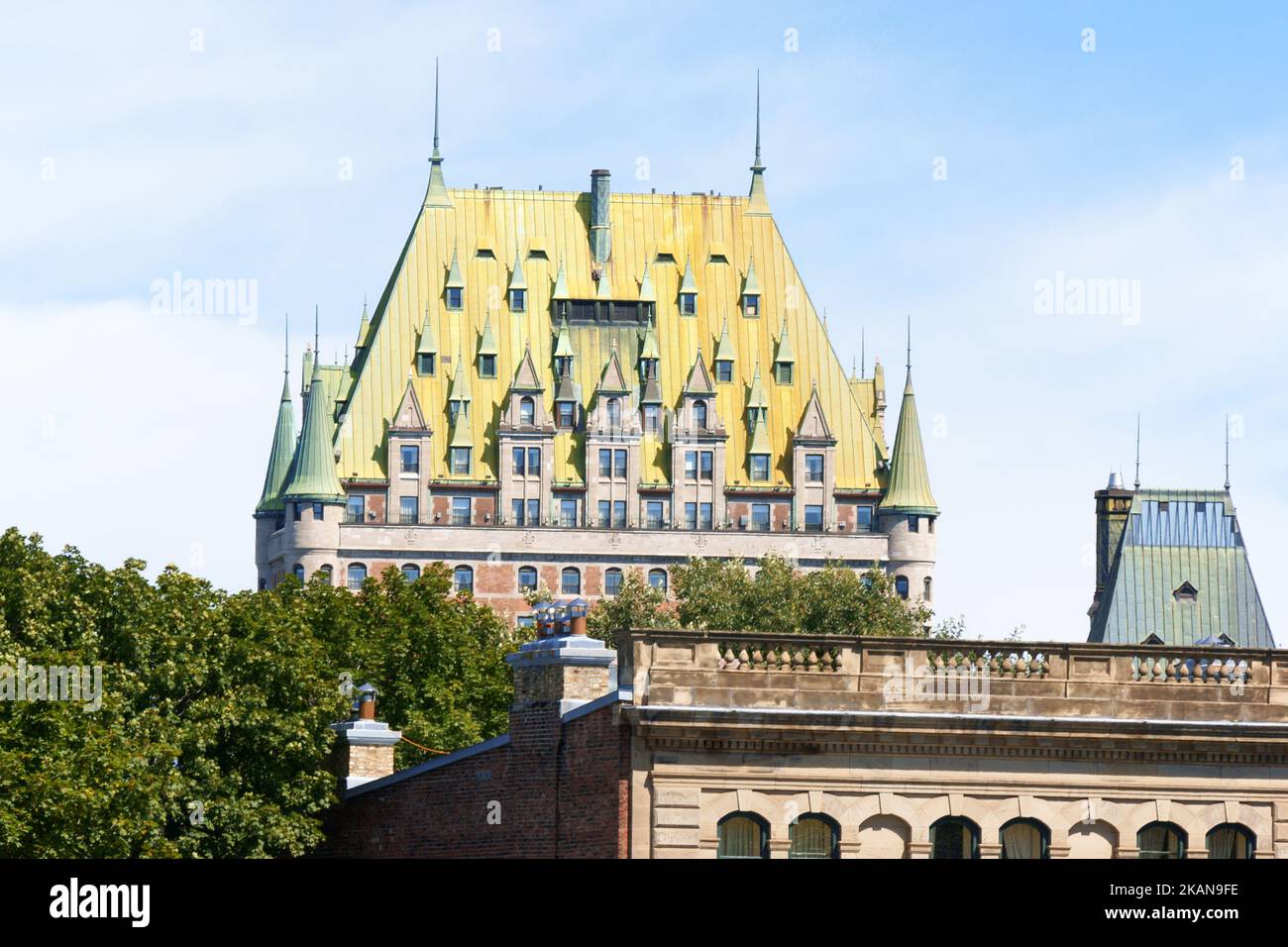 Chateau Frontenac in Quebec City,  Quebec, Canada. This castle like hotel was designed by architect Bruce Price. Stock Photo