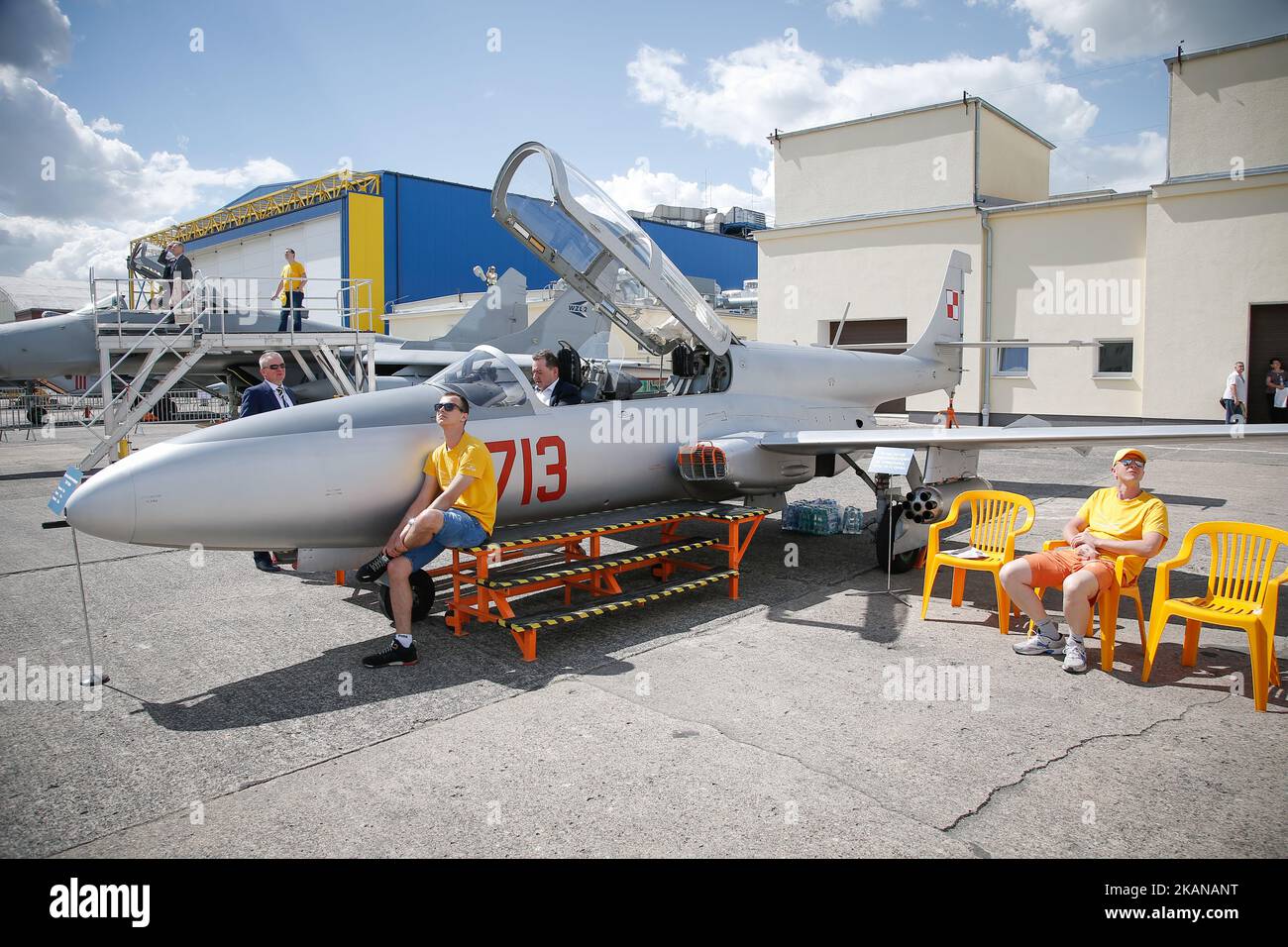 People are seen attending the 2017 Air Fair in Bydgoszcz, Poland on 26 May, 2017. The fair is organized at the local air force base and is a chance for members of the industry and member of the military to meet. In addition military hardware is on display and open for the general public to view. (Photo by Jaap Arriens/NurPhoto) *** Please Use Credit from Credit Field *** Stock Photo