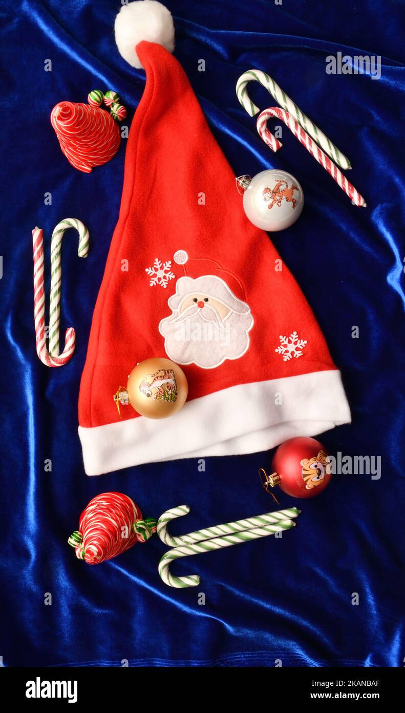 Christmas background and Christmas decorations for a festive Christmas tree Stock Photo