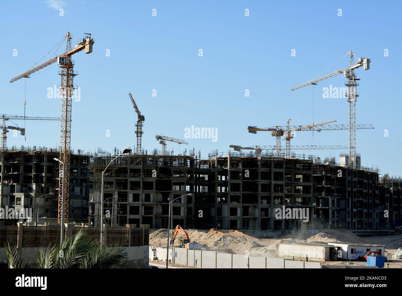Giza, Egypt, October 16 2022 A construction site of new rise up of new