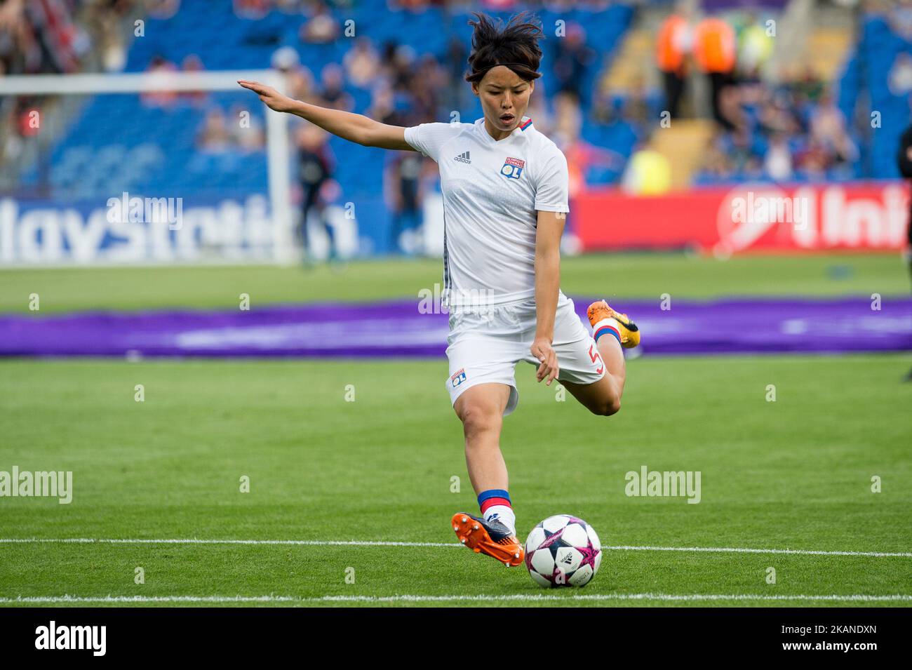 Saki Kumagai of Olympique Lyon during the UEFA Women's Champions