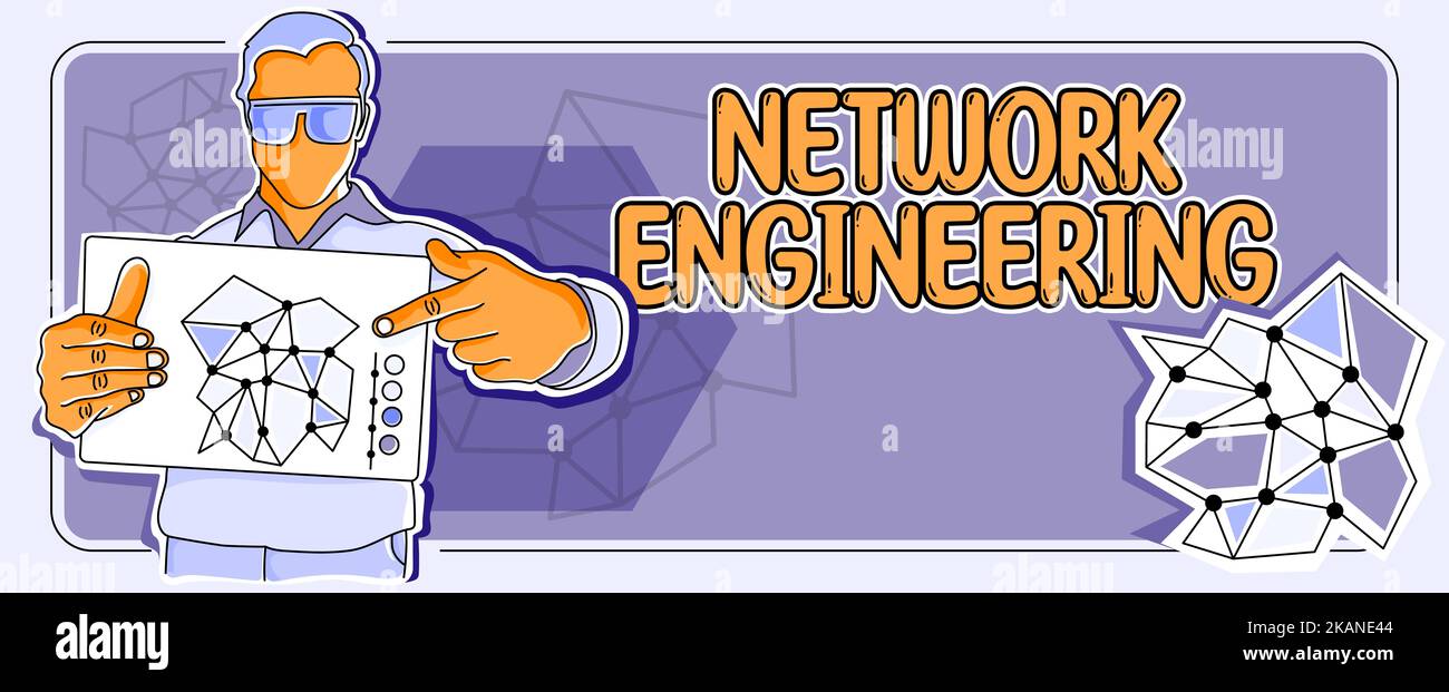 Network Engineer Poster Sign displaying Network Engineering. Internet Concept professional who ...