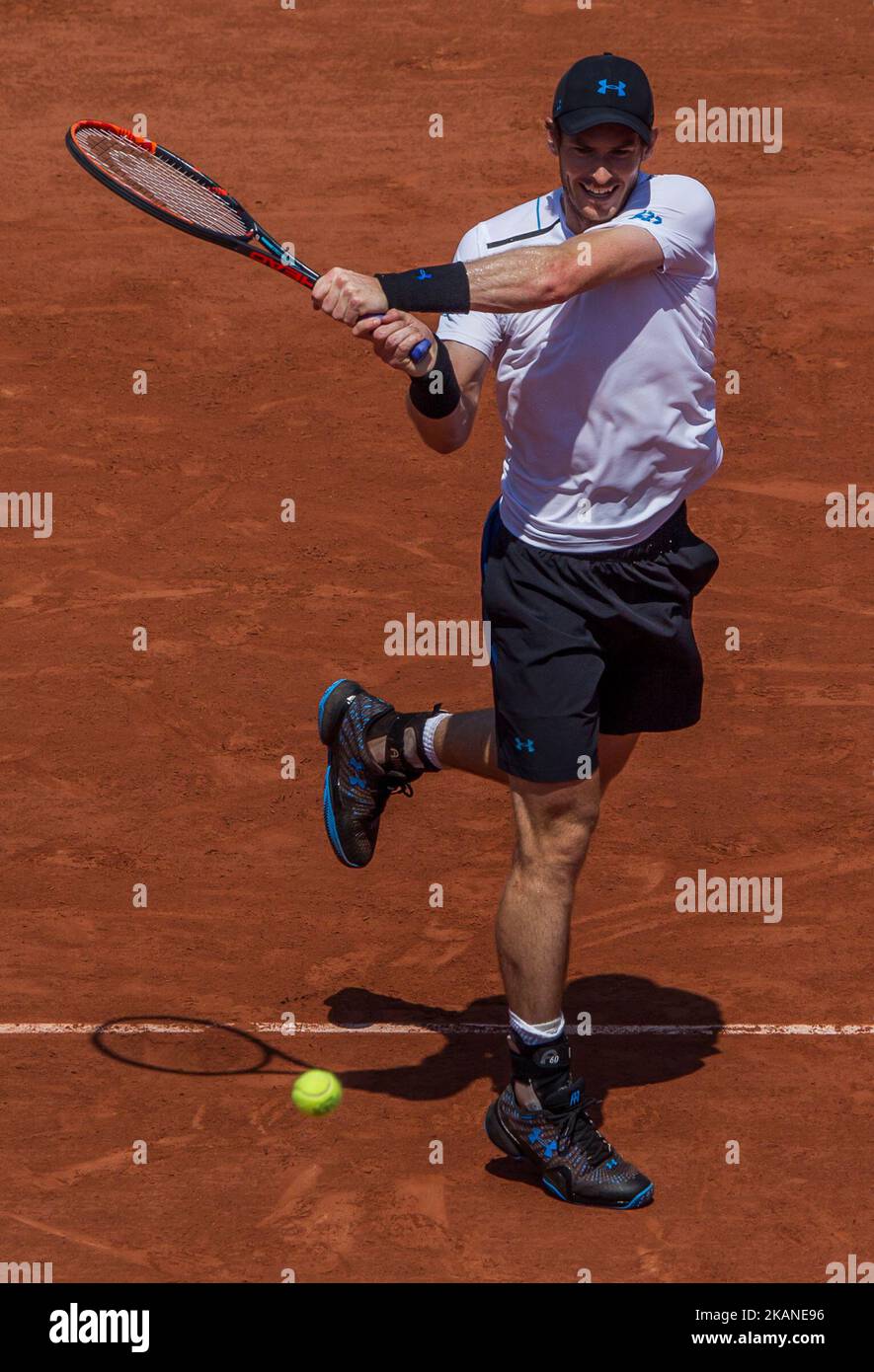 Andy Murray of Great Britain returns the ball to Martin Klizan of Slovakia  during the second round at Roland Garros Grand Slam Tournament - Day 5 on  June 1, 2017 in Paris,