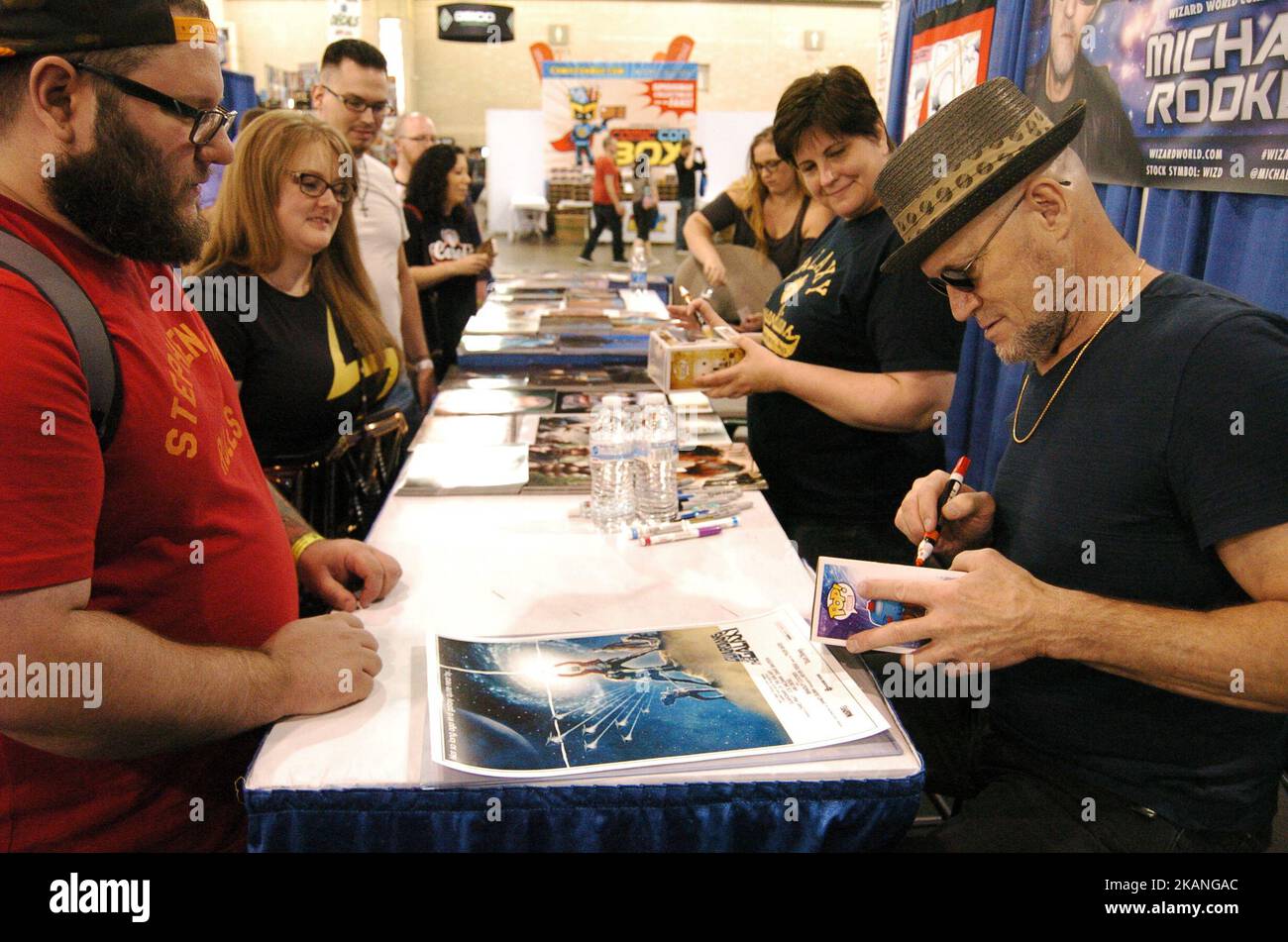 Micheal Rooker jokes and talks zombies with Walking Dead fans while signing some gruesome autographs during the 2nd day of Wizard Worl Philadelphia, on June 2, 2017. (Photo by Cory Clark/NurPhoto) *** Please Use Credit from Credit Field *** Stock Photo
