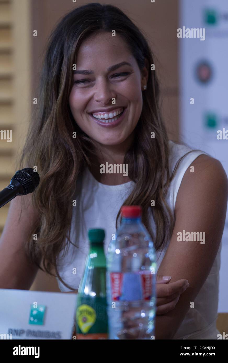 Ana Ivanovic former Roland Garros champion in giving an interview at Roland Garros Grand Slam Tournament - Day 12 on June 8, 2017 in Paris, France. (Photo by Robert Szaniszló/NurPhoto) *** Please Use Credit from Credit Field *** Stock Photo