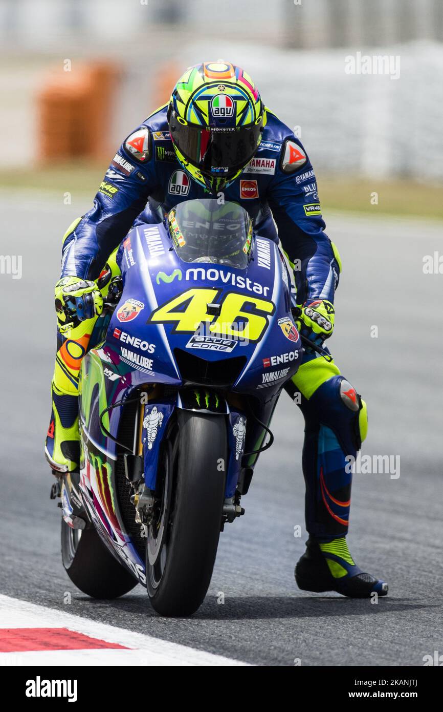 46 Valentino Rossi from Italy of Movistar Yamaha Moto GP (Yamaha) during the Monter Energy Catalonia Grand Prix, at the Circuit de Barcelona-Catalunya on June 9 of 2017. (Photo by Xavier Bonilla/NurPhoto) *** Please Use Credit from Credit Field *** Stock Photo