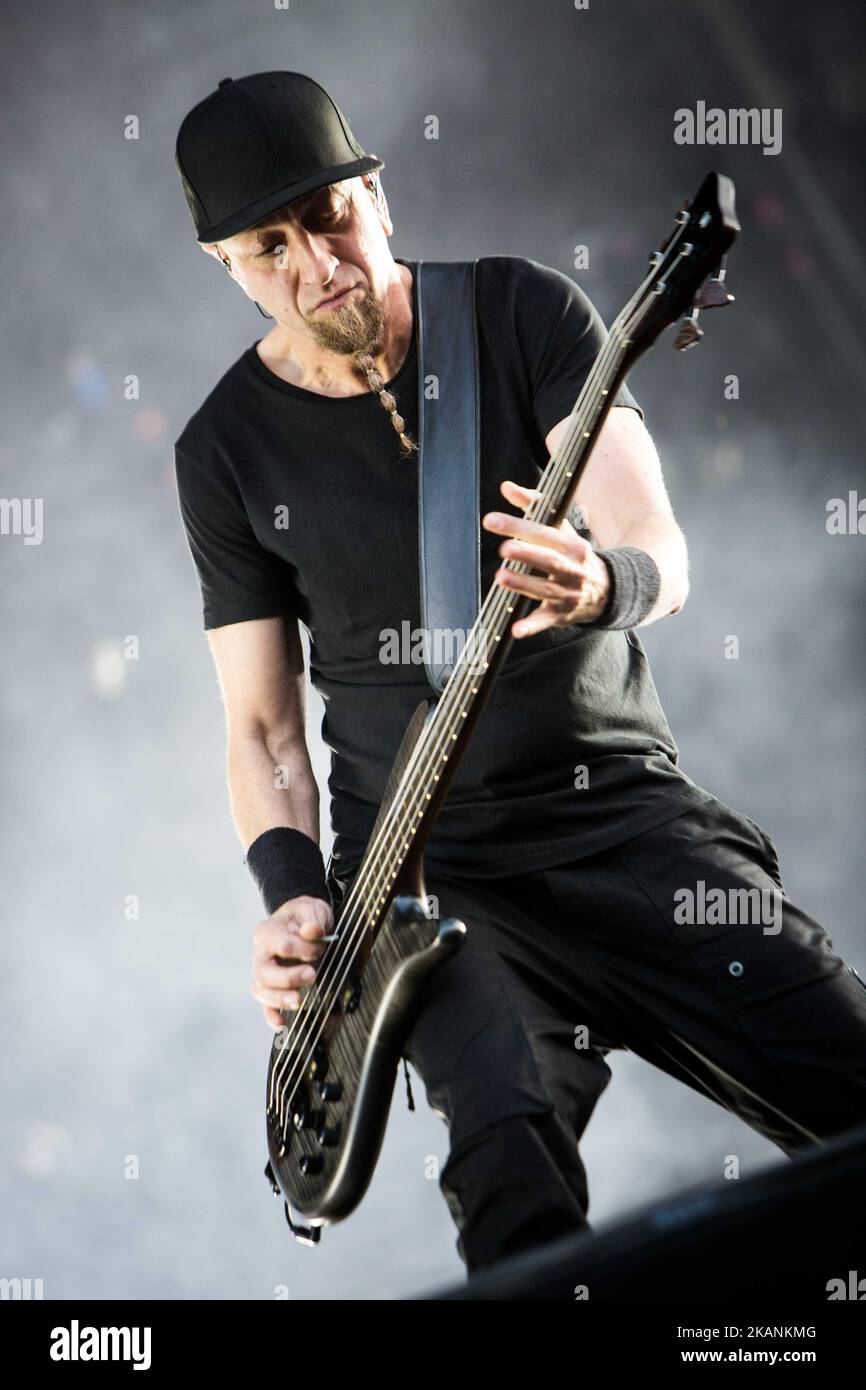 Shavo Odadjian of the american rock band System of A Down pictured on stage  as they perform at Pinkpop Festival 2017 in Landgraaf (Netherlands) (Photo  by Roberto Finizio/NurPhoto) *** Please Use Credit