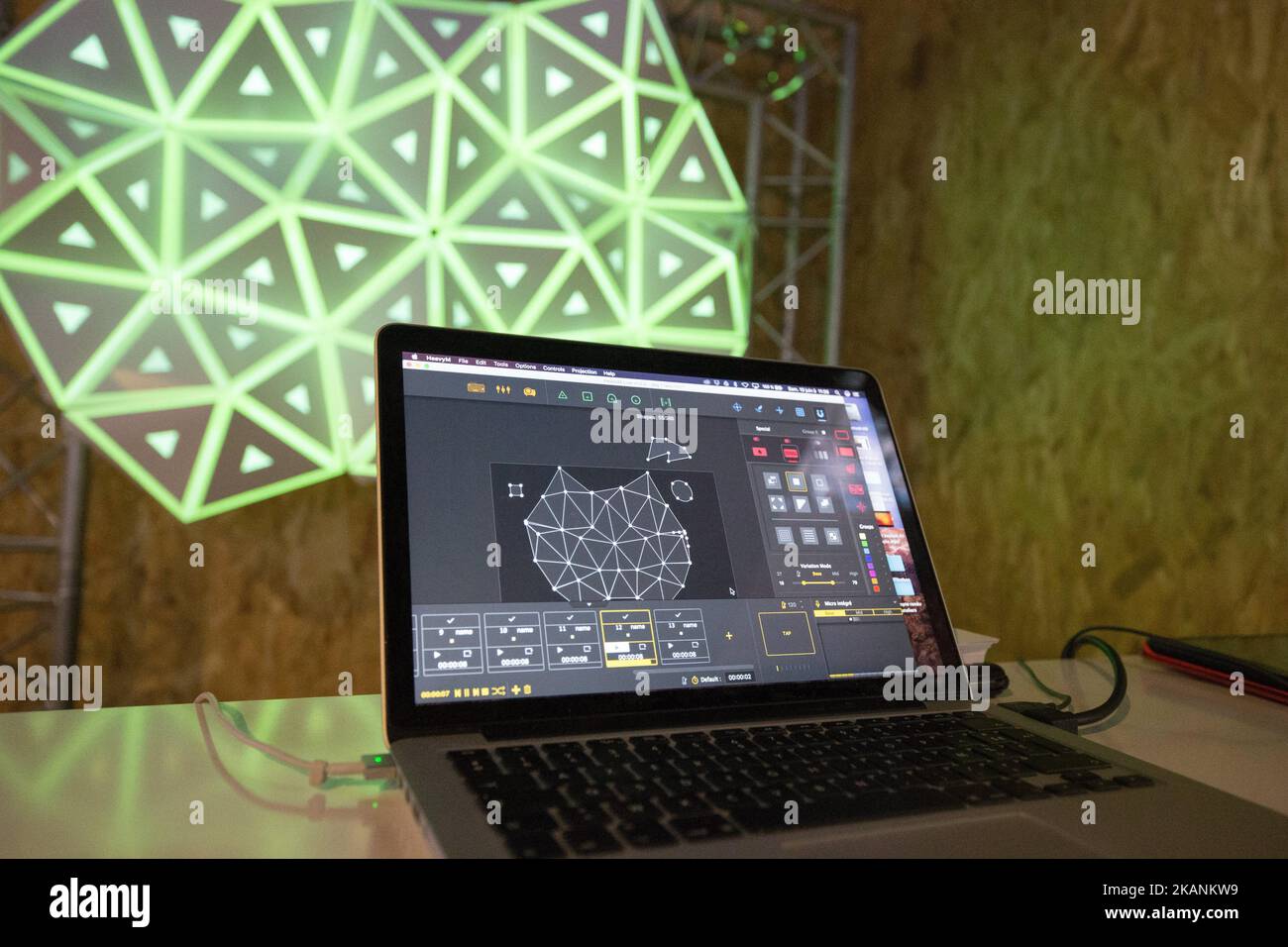 A projection mapping software to - A Projection Mapping Software To Create Visual Animations And Project Them On Volumes During Futur En Seine An International Festival Dedicated To Digital Innovations In The La Villette Big Hall In Paris On June 10 2017 Photo By Michel Stoupaknurphoto Please Use Credit From Credit Field 2KANKW9 