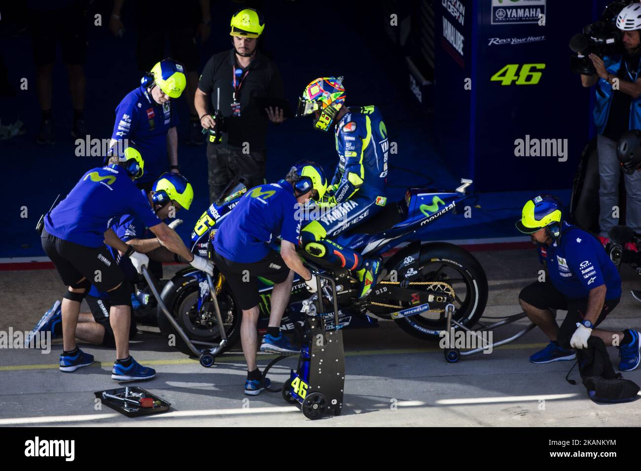 46 Valentino Rossi from Italy of Movistar Yamaha Moto GP (Yamaha) during the Monter Energy Catalonia Grand Prix, at the Circuit de Barcelona-Catalunya on June 10 of 2017. (Photo by Xavier Bonilla/NurPhoto) *** Please Use Credit from Credit Field *** Stock Photo