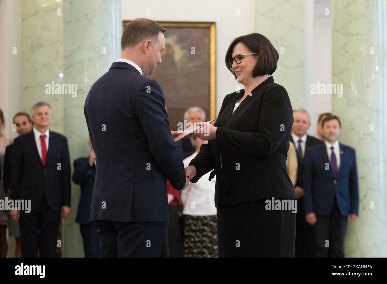 President of Poland Andrzej Duda with Malgorzata Sadurska outgoing head of President's Office at Presidential Palace in Warsaw, Poland on 12 June 2017 (Photo by Mateusz Wlodarczyk/NurPhoto) *** Please Use Credit from Credit Field *** Stock Photo