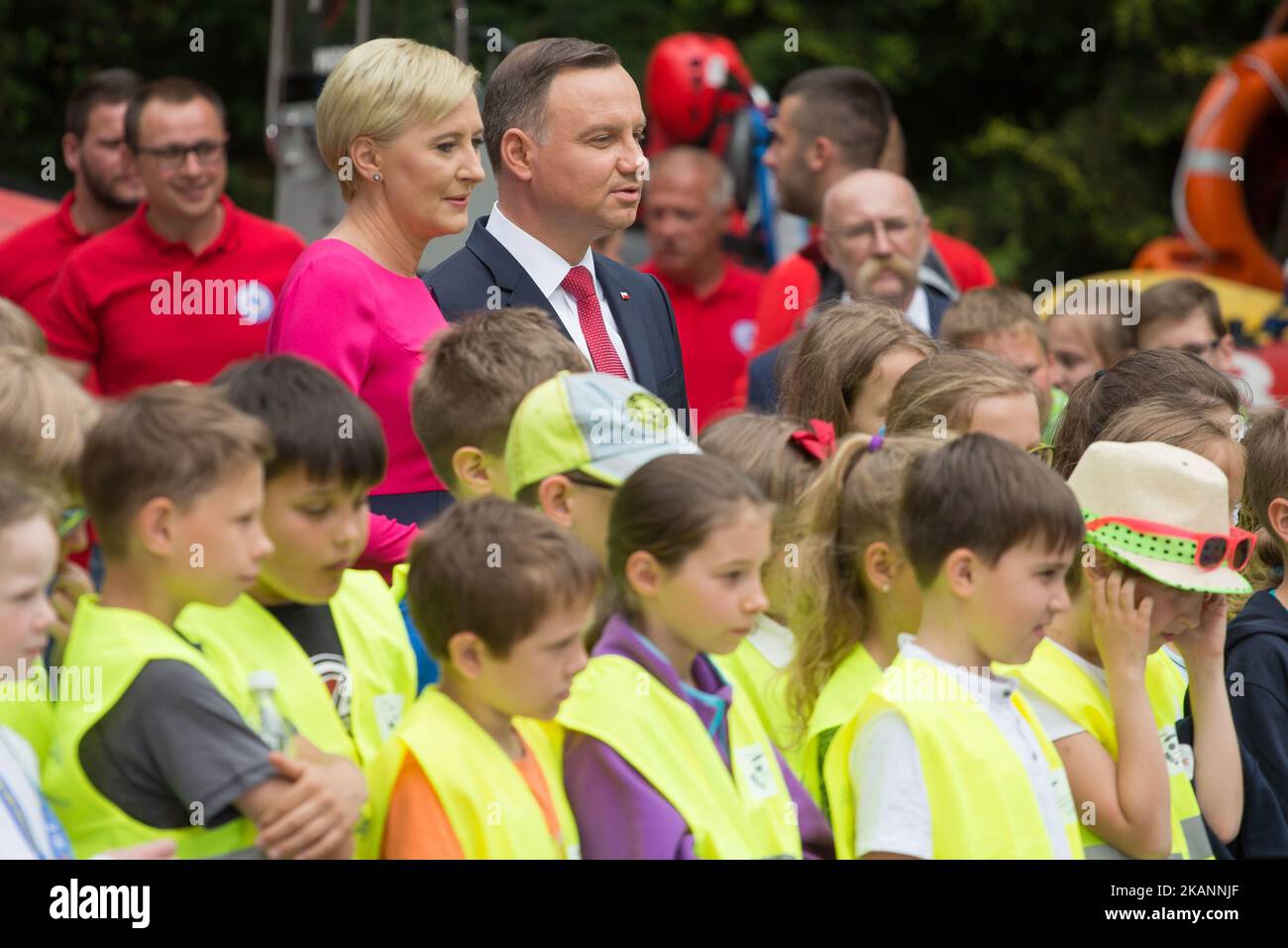 President of Poland Andrzej Duda and First Lady of Poland Agata Kornhauser-Duda with kids at Presidential Palace Gardens in Warsaw, Poland on 12 June 2017 (Photo by Mateusz Wlodarczyk/NurPhoto) *** Please Use Credit from Credit Field *** Stock Photo