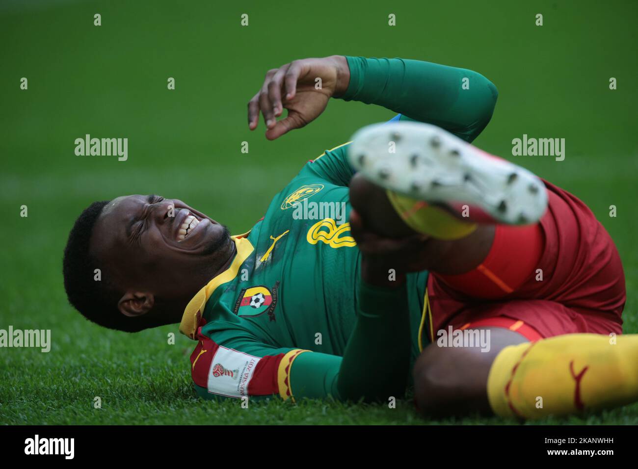Benjamin Moukandjo of the Cameroon national football team reacts during the 2017 FIFA Confederations Cup match, first stage - Group B between Cameroon and Australia at Saint Petersburg Stadium on June 22, 2017 in St. Petersburg, Russia. (Photo by Igor Russak/NurPhoto) *** Please Use Credit from Credit Field *** Stock Photo