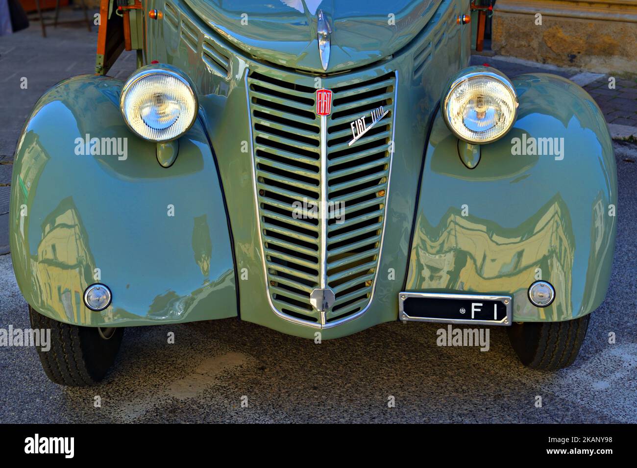 Vintage car from 1952 made by Fiat 1100 ELR of the Italian car manufacturer Fiat Stock Photo