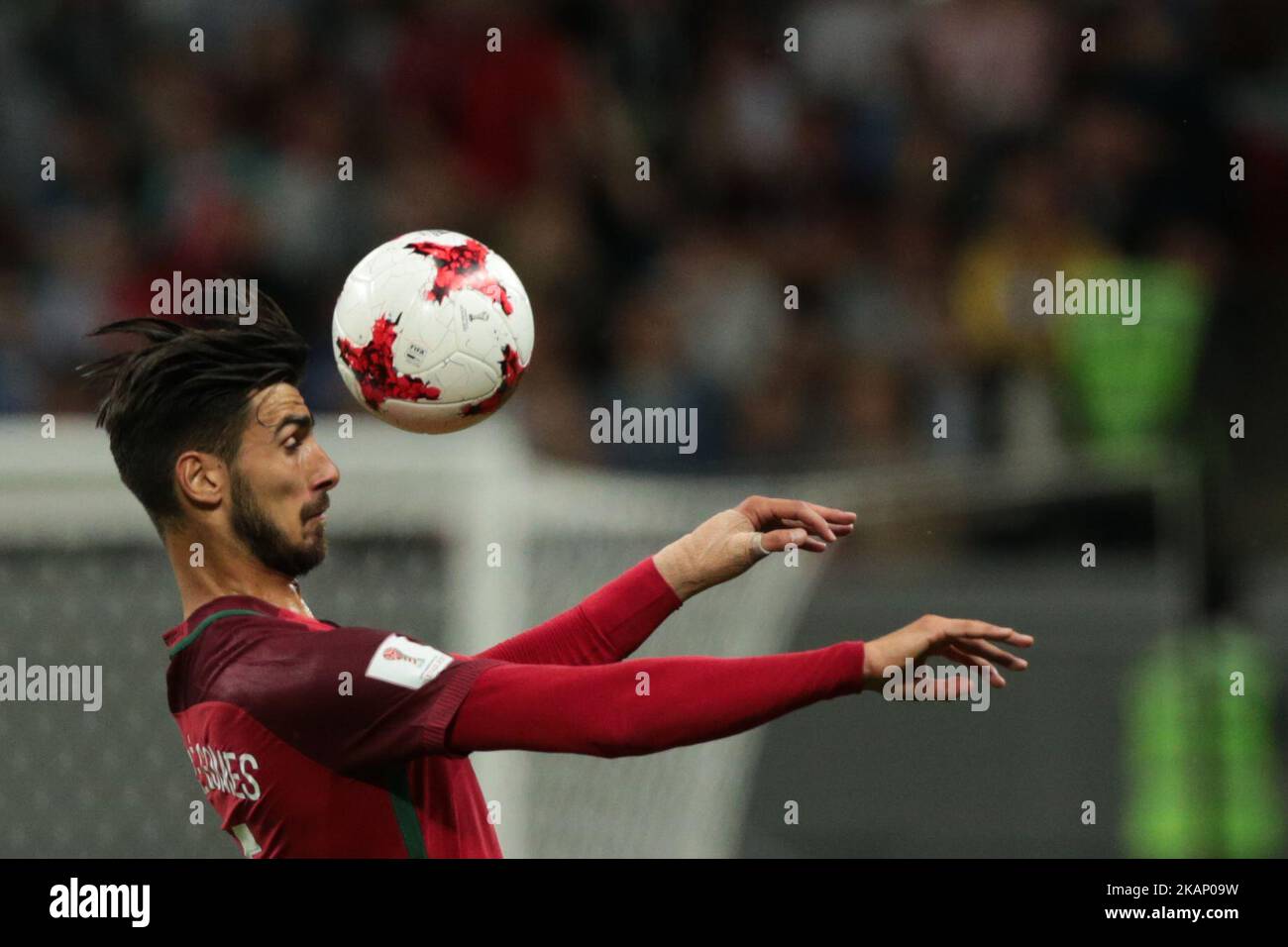 Kazan, Russia - October 10, 2017. Russian striker Dmitry Poloz and