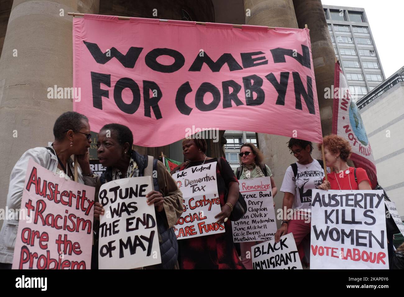 Demonstrators rather along Portland street as they wait for the march to start, in London, United Kingdom, on July 1, 2017. Tens of thousands of people march though central London to protest against the new Conservative party, DUP coalition government. The marchers made their way from Portland street, where the BBC headquarters is located and made their way to Parliament square. (Photo by Jay Shaw Baker/NurPhoto) *** Please Use Credit from Credit Field *** Stock Photo