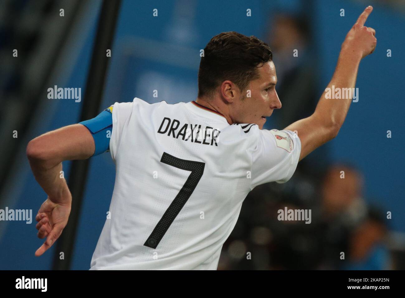 Julian Draxler of the Germany national football team reacts during the 2017 FIFA Confederations Cup final match between Chile and Germany at Saint Petersburg Stadium on July 02, 2017 in St. Petersburg, Russia. (Photo by Igor Russak/NurPhoto) *** Please Use Credit from Credit Field *** Stock Photo