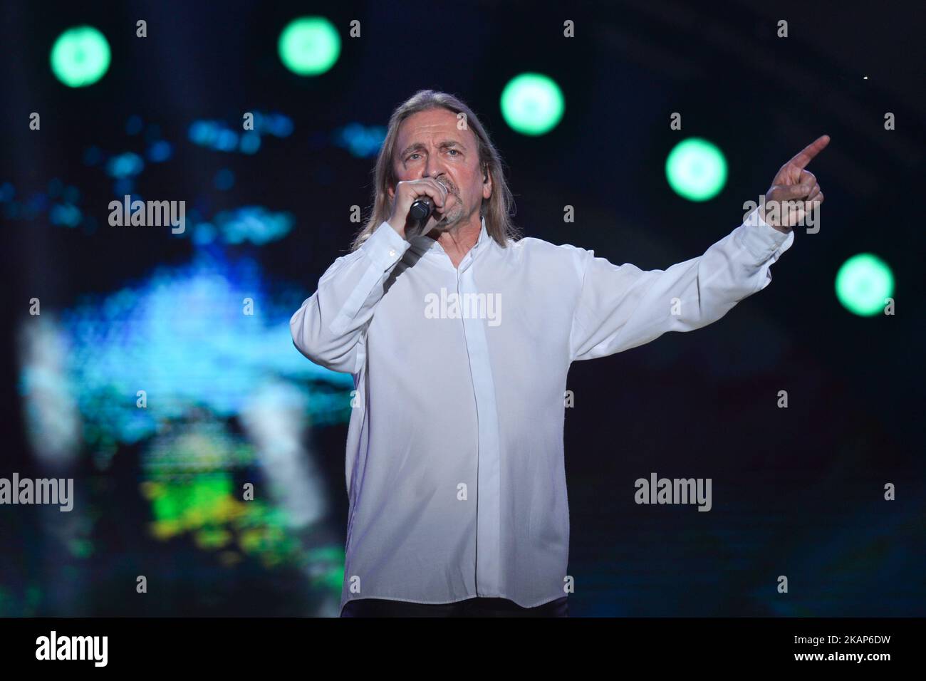 Marek Piekarczyk, a Polish composer, singer and guitarist, and a former member of Polish Rock Group TSA, during a Concert 'Solidarity with Aleppo' in Krakow. On Sunday, July 9, 2017, in Krakow, Poland. (Photo by Artur Widak/NurPhoto) *** Please Use Credit from Credit Field ***  Stock Photo