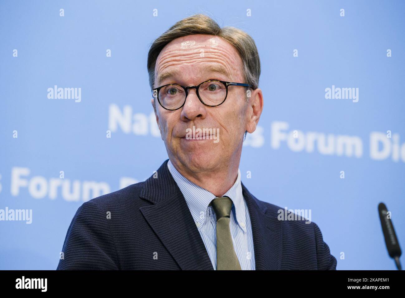 President of German Automobile Industry Union (VDA) Matthias Wissmann is pictured during a news conference after the Diesel-Summit at the Ministry for Transportation and Digital Infrastructure in Berlin, Germany on August 2, 2017. (Photo by Emmanuele Contini/NurPhoto) *** Please Use Credit from Credit Field *** Stock Photo