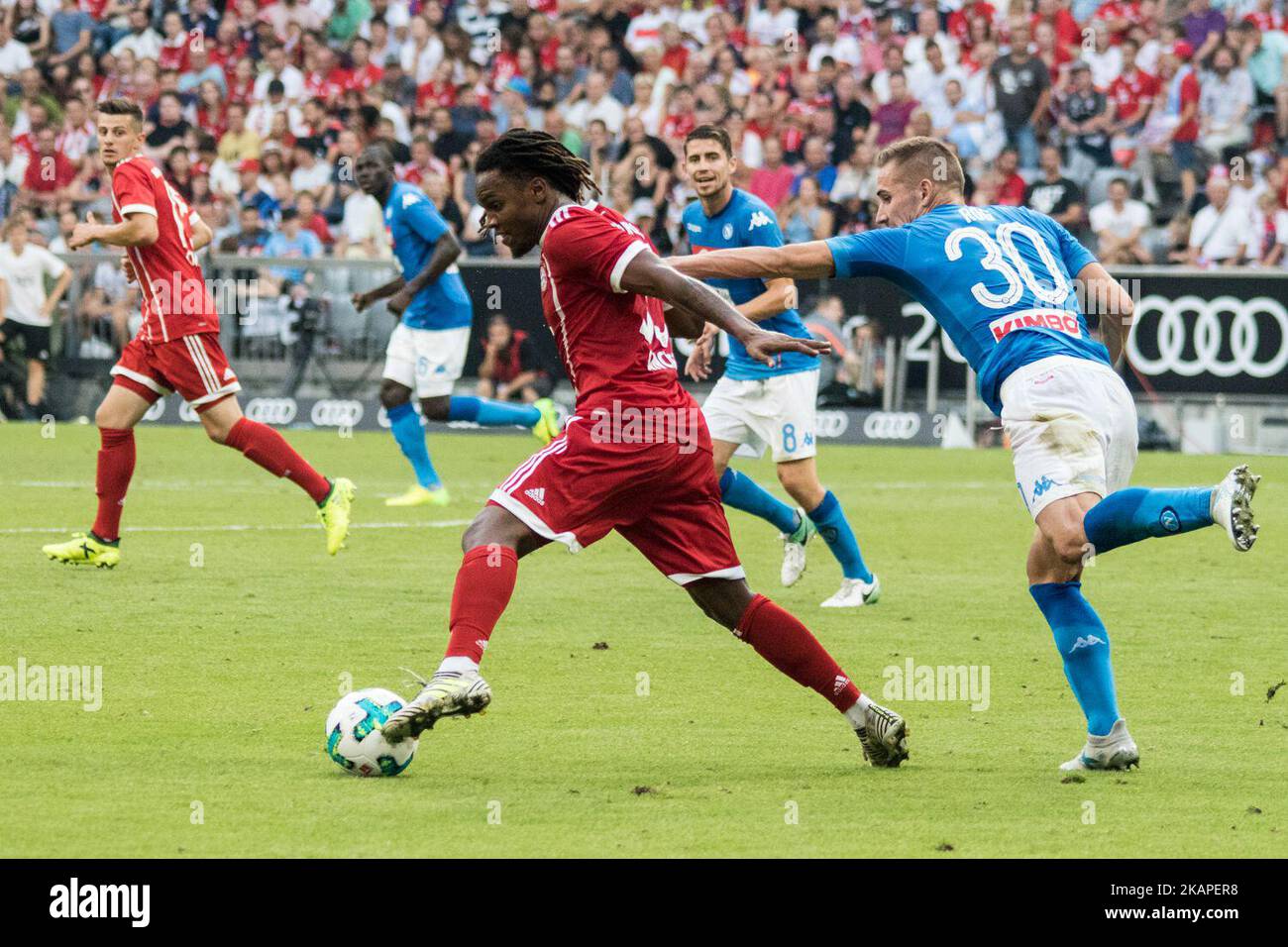 Rog Marko of Napoli vies Sanches Renato of Bayer Monaco during the Audi Cup 2017 match between SSC Napoli v FC Bayern Muenchen at Allianz Arena on August 2, 2017 in Munich, Germany. (Photo by Paolo Manzo/NurPhoto) (Photo by Paolo Manzo/NurPhoto) *** Please Use Credit from Credit Field *** Stock Photo