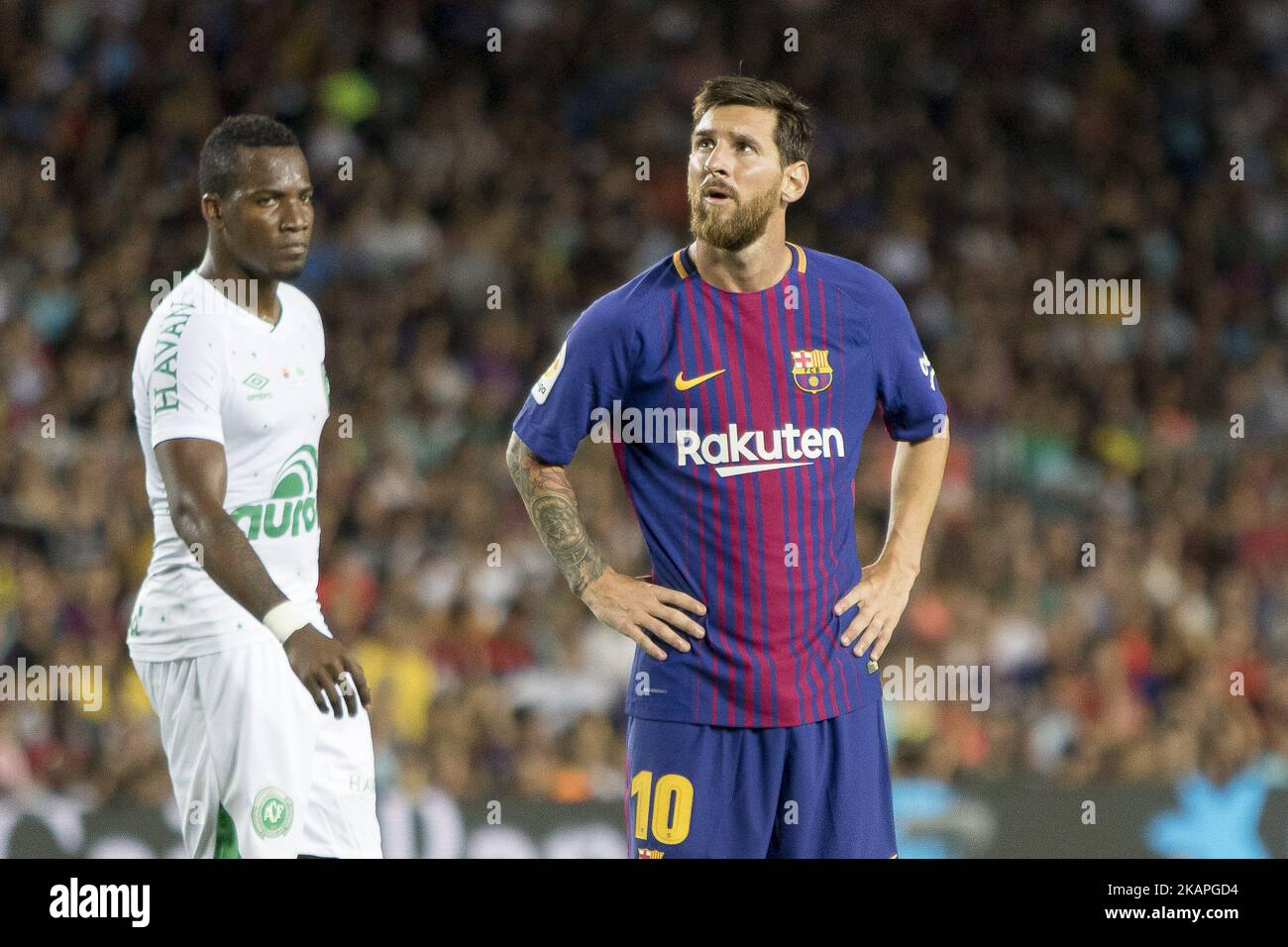 Leo Messi during the friendly match between the FC Barcelona and the Chapecoense in the Camp Nou Stadium in Barcelona, Spain on August 7, 2017. (Photo by Miquel Llop/NurPhoto) *** Please Use Credit from Credit Field *** Stock Photo