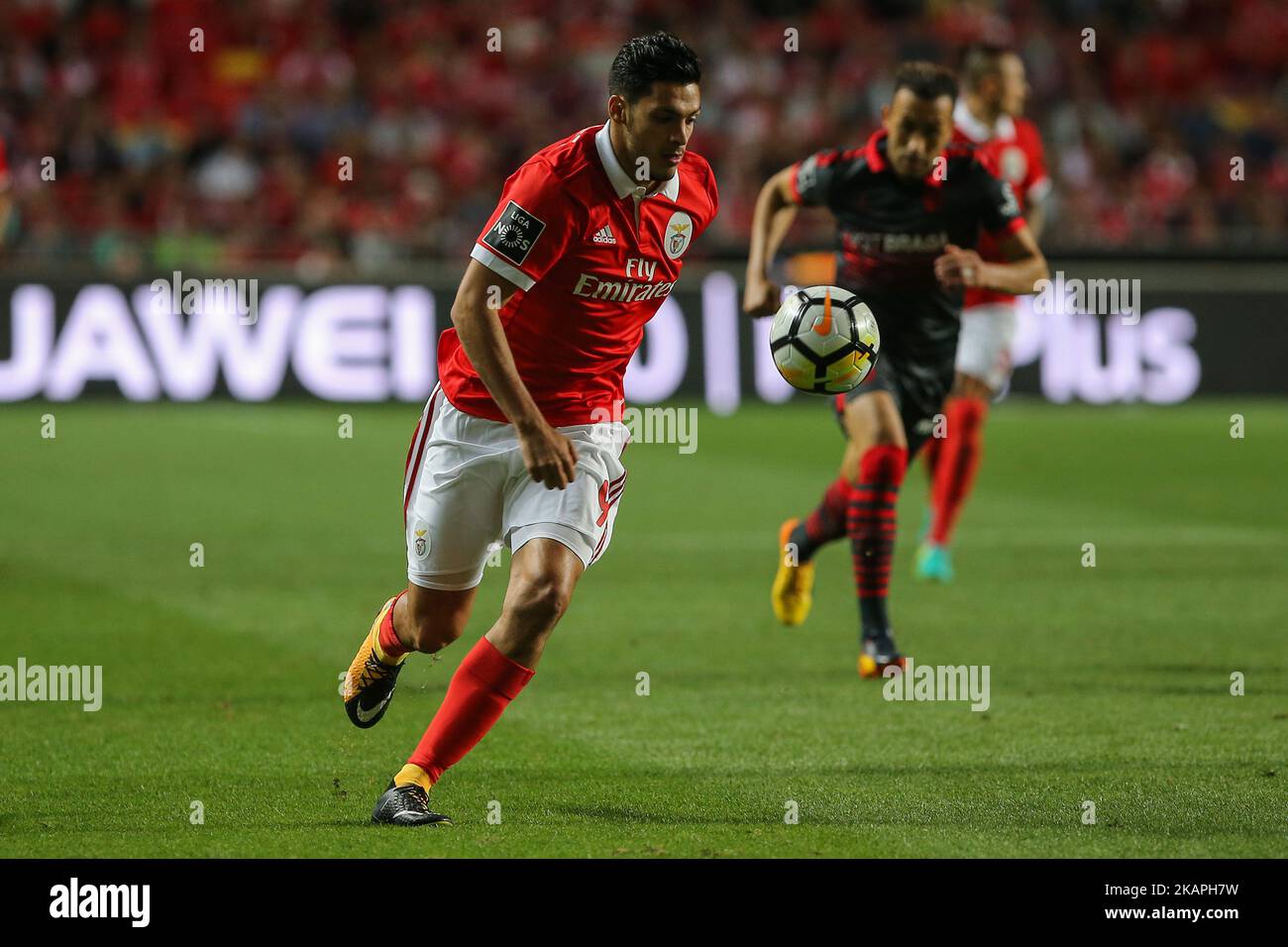 Benficas forward Raul Jimenez from Mexico during the Premier League 2017/18 match between SL Benfica v SC Braga, at Luz Stadium in Lisbon on August 9, 2017. (Photo by Bruno Barros / DPI / NurPhoto) *** Please Use Credit from Credit Field *** Stock Photo