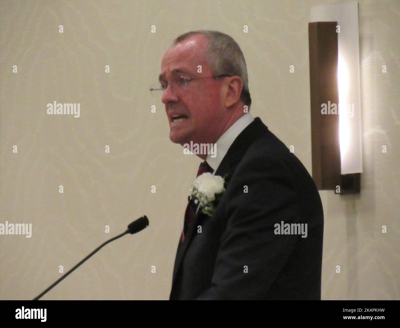 Candidate for New Jersey Governor Phil Murphy delivers remarks to an audience in Mount Laurel, NJ on August 15, 2017. (Photo by Kyle Mazza/NurPhoto) Stock Photo