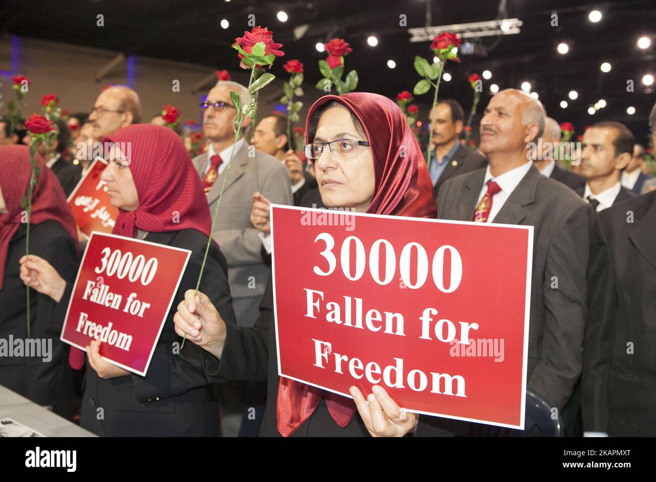 Conference on the anniversary of the massacre of 30,000 political prisoners in Iran on 1988 was held in Tirana, Albania on Saturday August ,19 2017. Many members of the People’s Mojahedin of Iran(PMOI/MEK) in Albania also participated in this conference. (Photo by Siavosh Hosseini/NurPhoto) Stock Photo