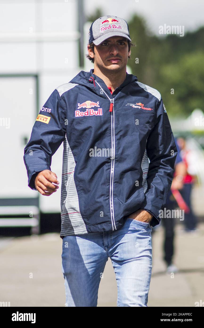 55 SAINZ Carlos from Spain of team Toro Rosso during the Formula One Belgian Grand Prix at Circuit de Spa-Francorchamps on August 24, 2017 in Spa, Belgium. (Photo by Xavier Bonilla/NurPhoto) Stock Photo