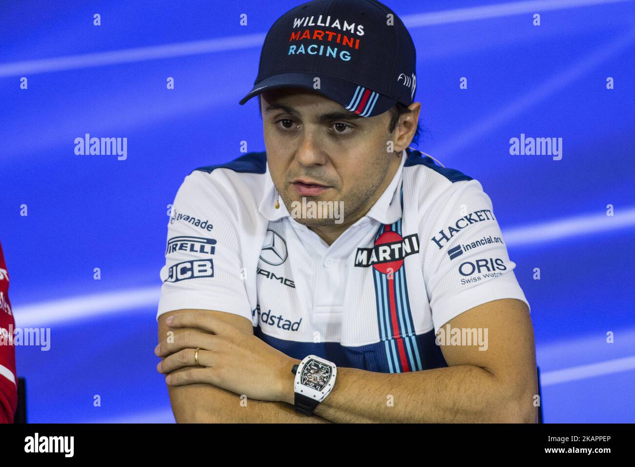 19 MASSA Felipe from Brasil of Williams F1 in the FIA official press conference during the Formula One Belgian Grand Prix at Circuit de Spa-Francorchamps on August 24, 2017 in Spa, Belgium. (Photo by Xavier Bonilla/NurPhoto) Stock Photo