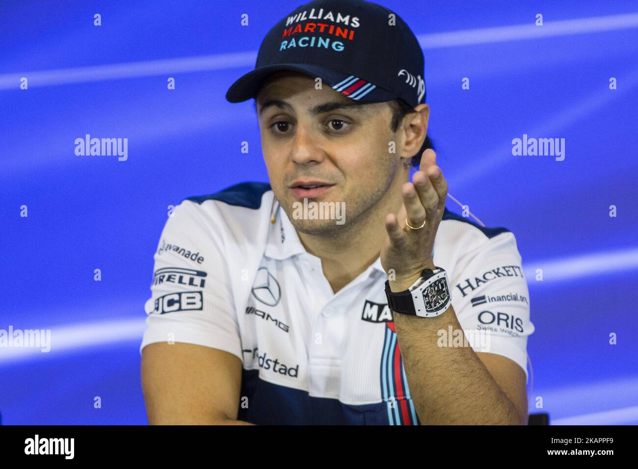 19 MASSA Felipe from Brasil of Williams F1 in the FIA official press conference during the Formula One Belgian Grand Prix at Circuit de Spa-Francorchamps on August 24, 2017 in Spa, Belgium. (Photo by Xavier Bonilla/NurPhoto) Stock Photo