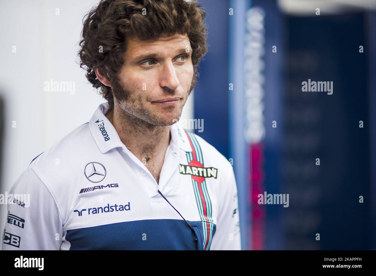 Guy Martin from Great Britain taking part of the Williams mechanics crew during the Formula One Belgian Grand Prix at Circuit de Spa-Francorchamps on August 24, 2017 in Spa, Belgium. (Photo by Xavier Bonilla/NurPhoto) Stock Photo