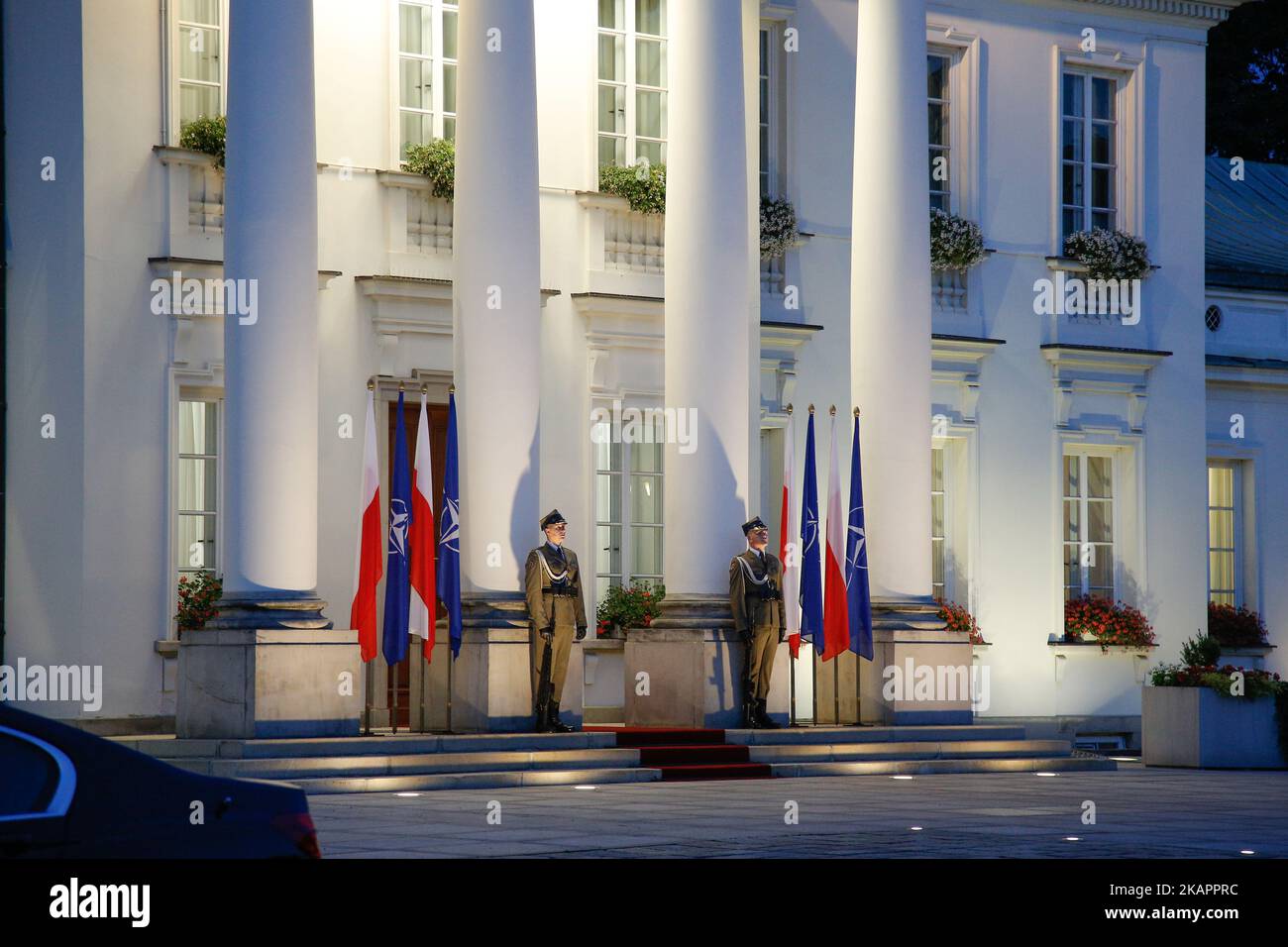 The Belweder palace is seen where Polish president Andrzej Duda will welcome NATO secretary general Jens Stoltenberg on 24 August, 2017. (Photo by Jaap Arriens/NurPhoto) Stock Photo