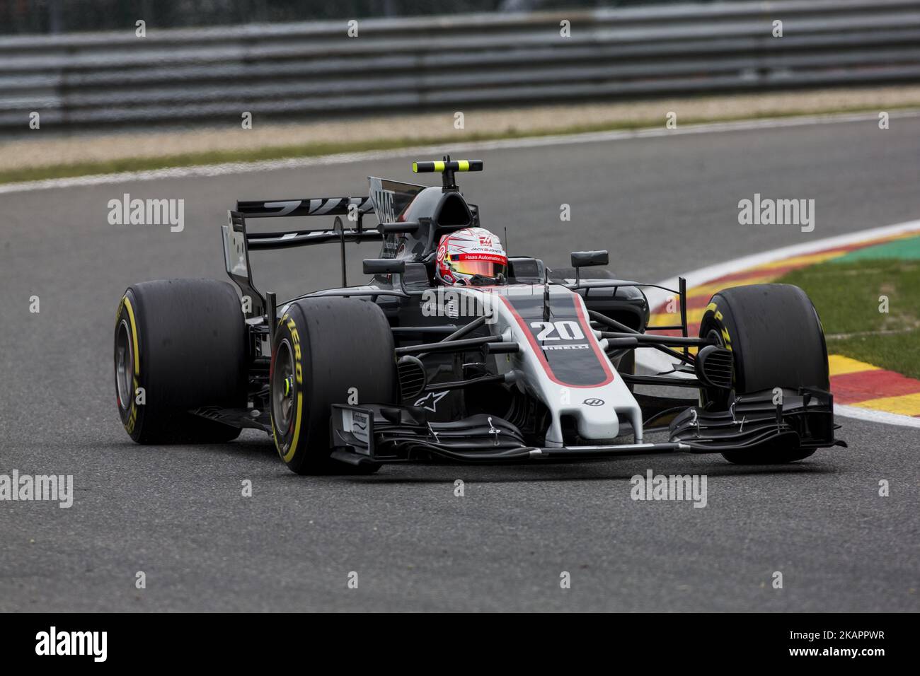 20 MAGNUSSEN Kevin from Denmark of Haas F1 team during the Formula One Belgian Grand Prix at Circuit de Spa-Francorchamps on August 25, 2017 in Spa, Belgium. (Photo by Xavier Bonilla/NurPhoto) Stock Photo