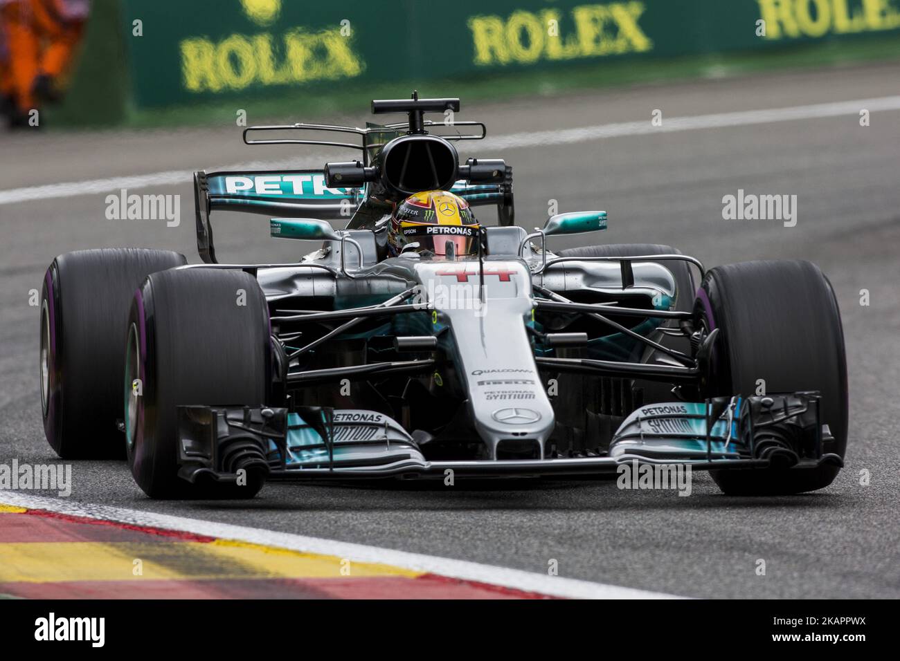 44 HAMILTON Lewis from Great Britain of team Mercedes GP during the Formula One Belgian Grand Prix at Circuit de Spa-Francorchamps on August 25, 2017 in Spa, Belgium. (Photo by Xavier Bonilla/NurPhoto) Stock Photo