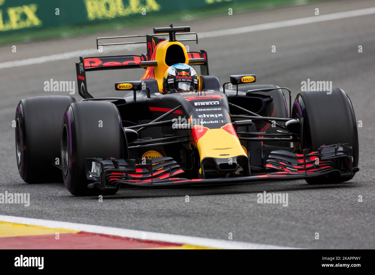 03 RICCIARDO Daniel from Australia of Red Bull Tag Heuer during the Formula One Belgian Grand Prix at Circuit de Spa-Francorchamps on August 25, 2017 in Spa, Belgium. (Photo by Xavier Bonilla/NurPhoto) Stock Photo