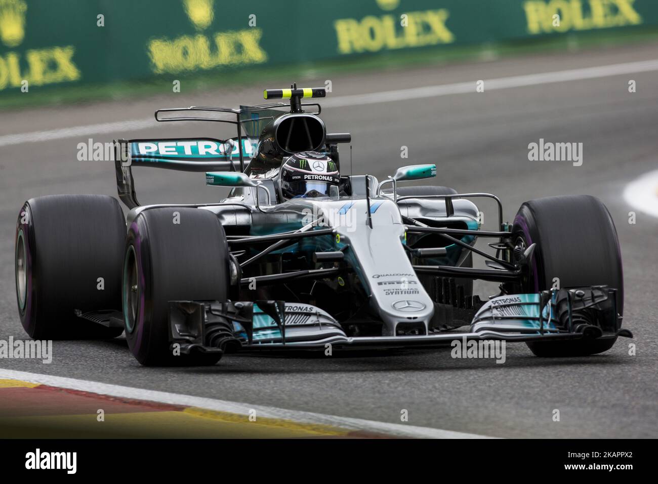 77 BOTTAS Valtteri from Finland of team Mercedes GP during the Formula One Belgian Grand Prix at Circuit de Spa-Francorchamps on August 25, 2017 in Spa, Belgium. (Photo by Xavier Bonilla/NurPhoto) Stock Photo
