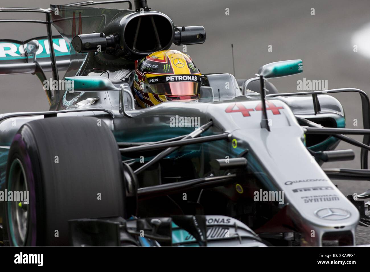 44 HAMILTON Lewis from Great Britain of team Mercedes GP during the Formula One Belgian Grand Prix at Circuit de Spa-Francorchamps on August 25, 2017 in Spa, Belgium. (Photo by Xavier Bonilla/NurPhoto) Stock Photo