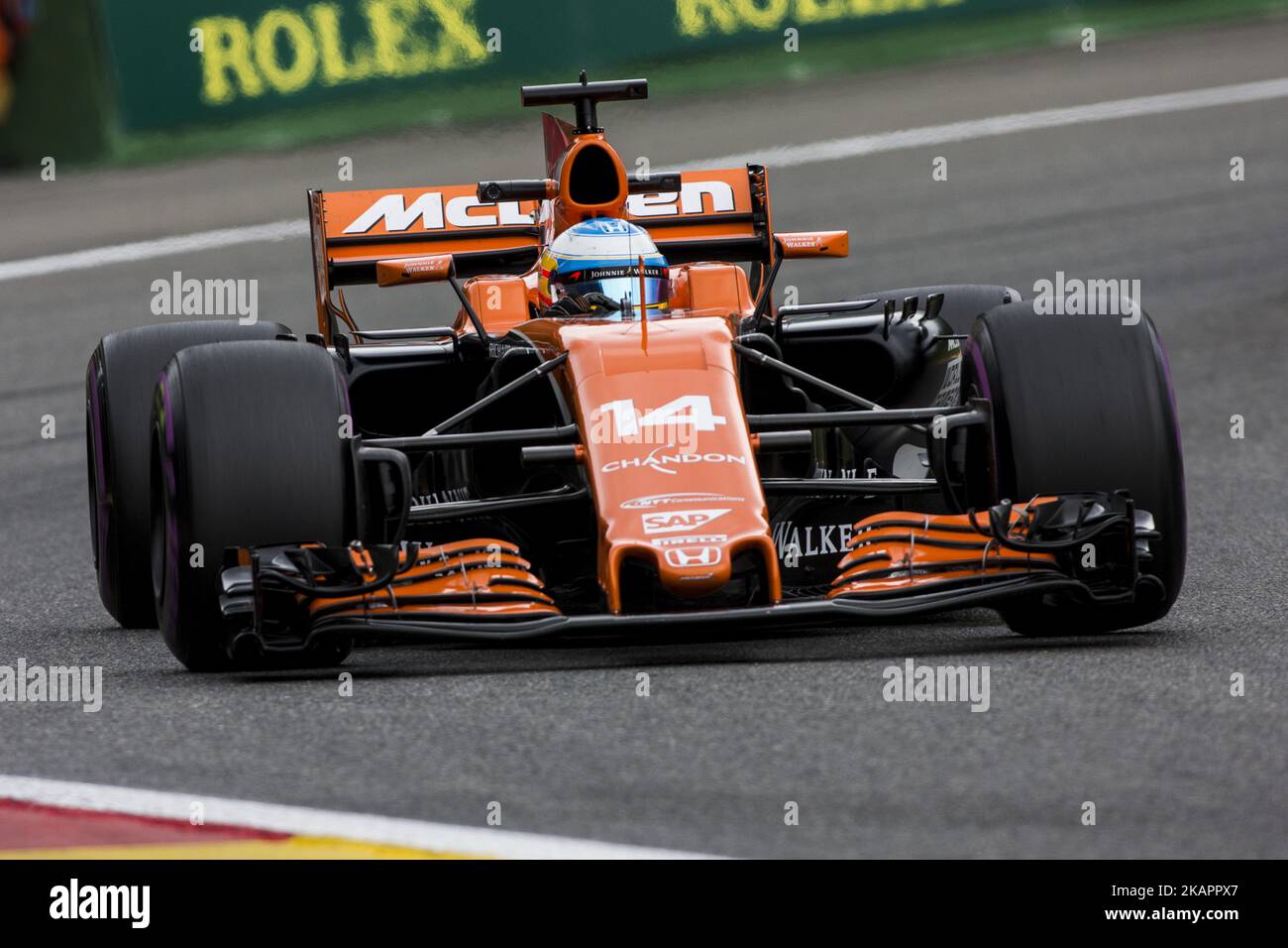 14 ALONSO Fernando from Spain from McLaren Honda during the Formula One Belgian Grand Prix at Circuit de Spa-Francorchamps on August 25, 2017 in Spa, Belgium. (Photo by Xavier Bonilla/NurPhoto) Stock Photo
