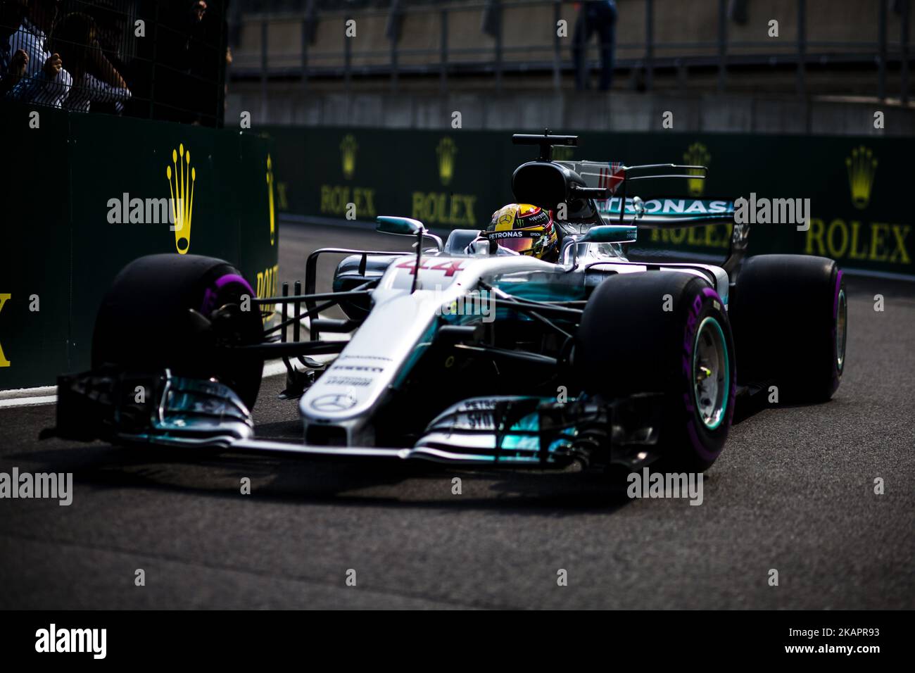 44 HAMILTON Lewis from Great Britain of team Mercedes GP during the Qualifying of Formula One Belgian Grand Prix at Circuit de Spa-Francorchamps on August 25, 2017 in Spa, Belgium. (Photo by Xavier Bonilla/NurPhoto) Stock Photo