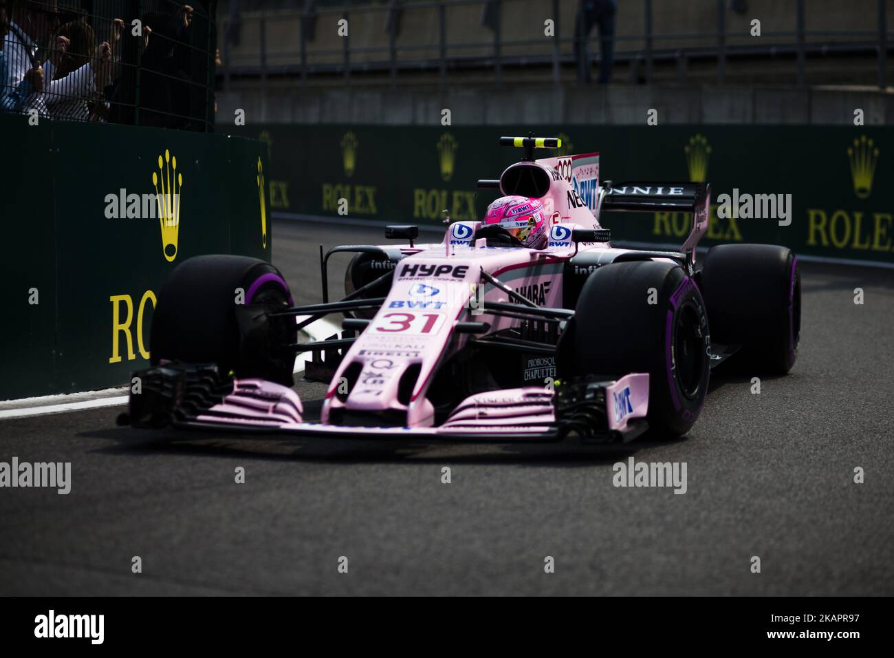 31 OCON Esteban from France Force India during the Qualifying of Formula One Belgian Grand Prix at Circuit de Spa-Francorchamps on August 25, 2017 in Spa, Belgium. (Photo by Xavier Bonilla/NurPhoto) Stock Photo