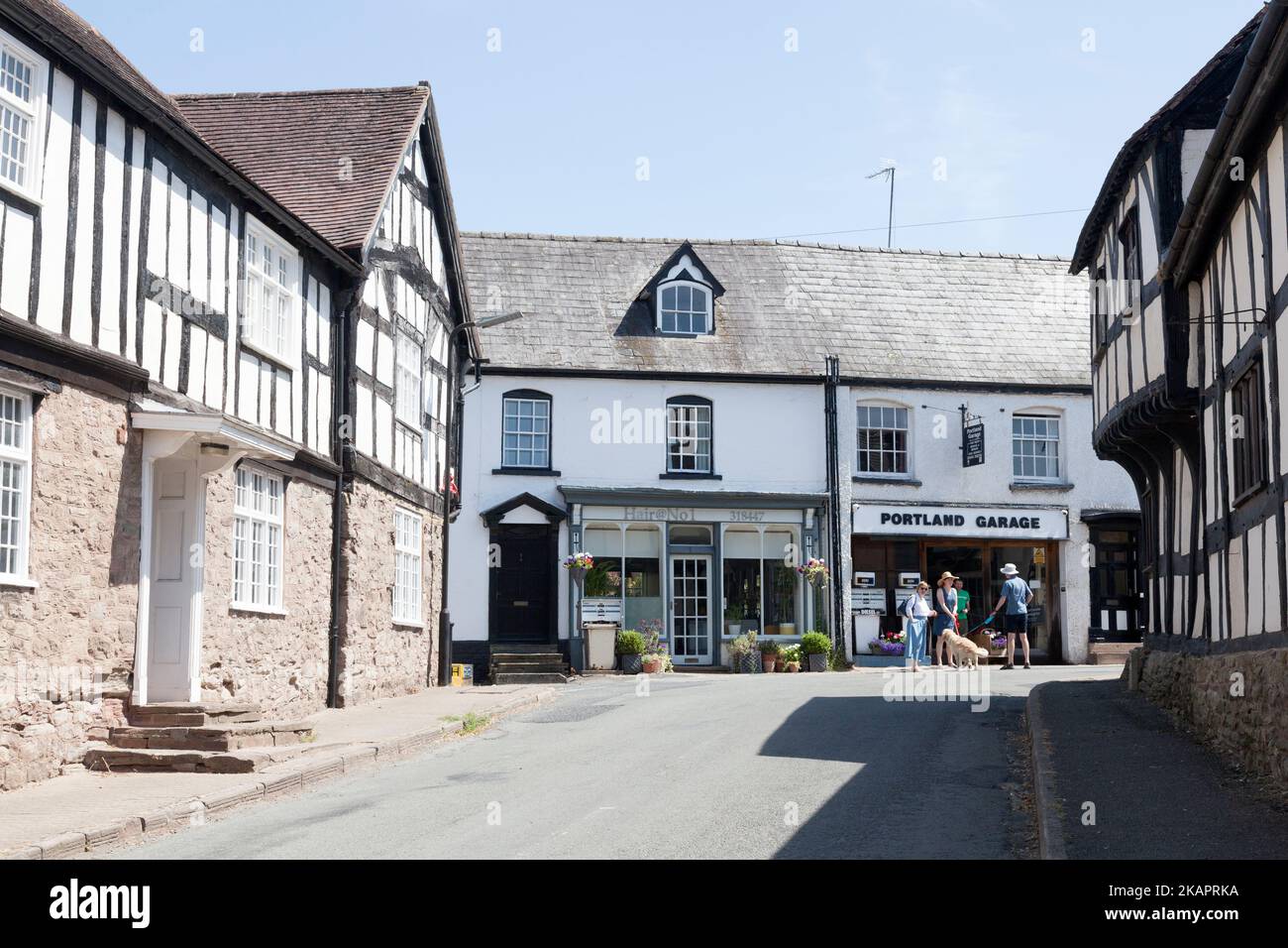 Portland Garage and Hair@No 1 hair salon in village centre, Weobley, Herefordshire Stock Photo