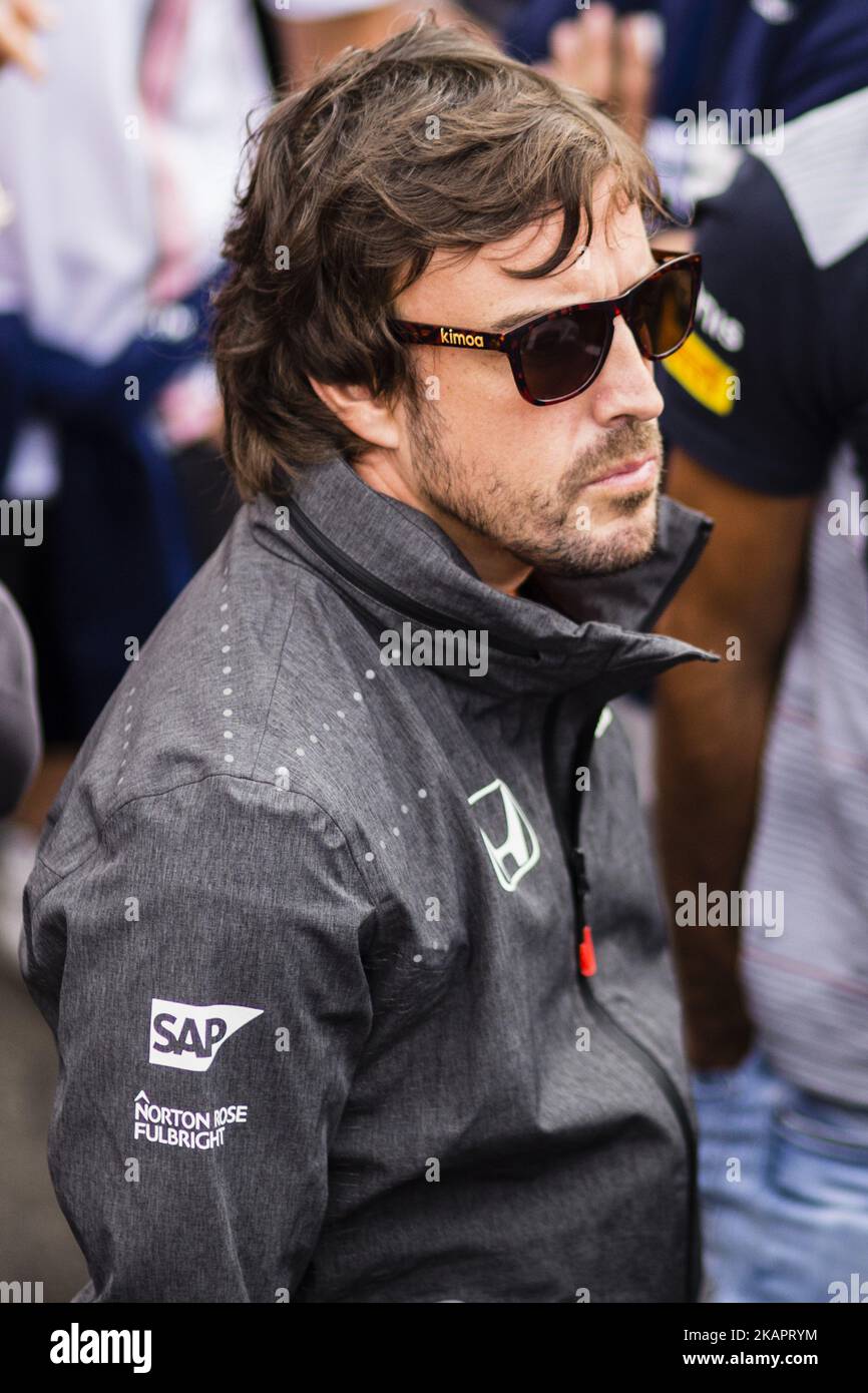 14 ALONSO Fernando from Spain from McLaren Honda during the Formula One Belgian Grand Prix at Circuit de Spa-Francorchamps on August 27, 2017 in Spa, Belgium. (Photo by Xavier Bonilla/NurPhoto) Stock Photo