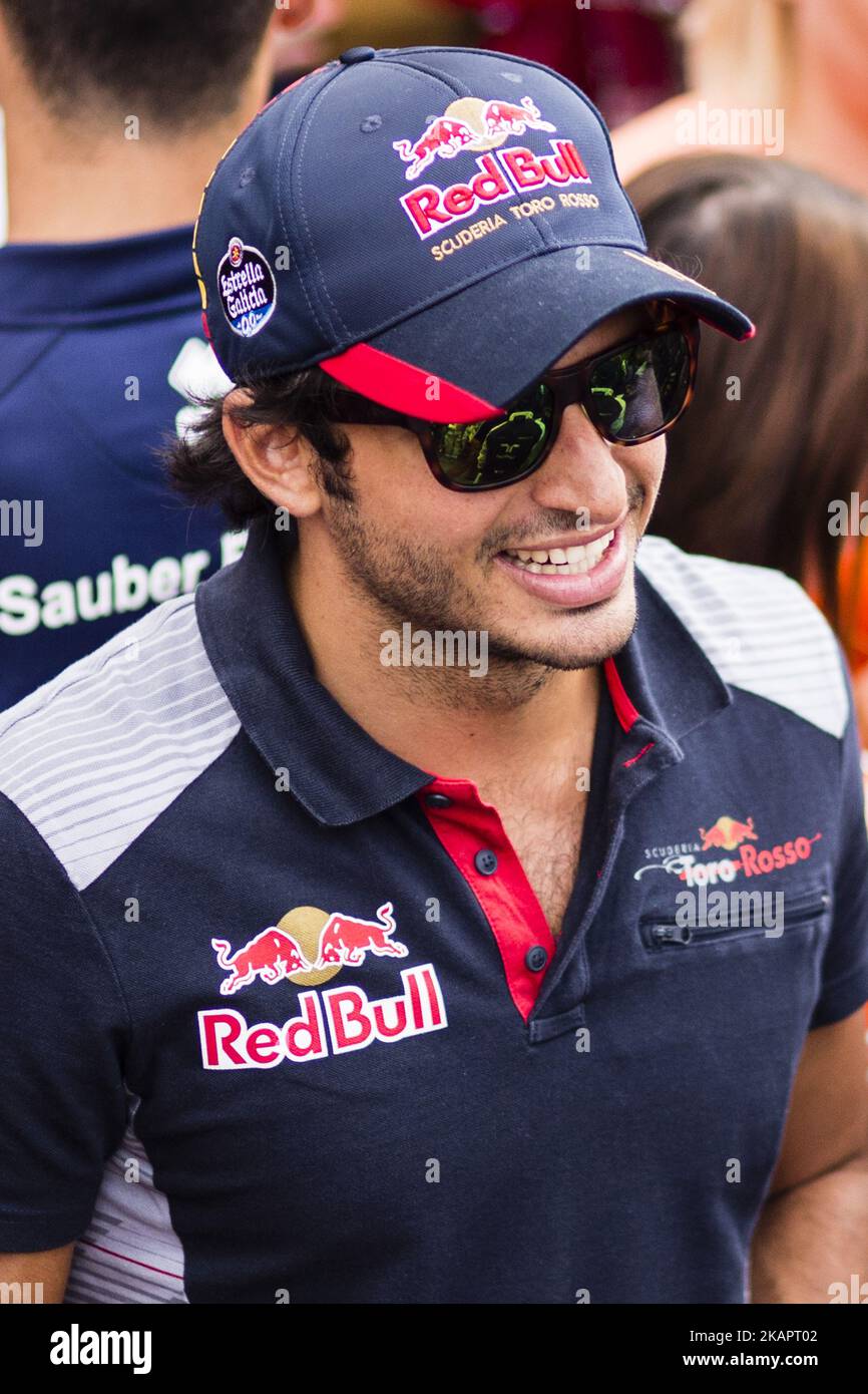55 SAINZ Carlos from Spain of team Toro Rosso during the Formula One Belgian Grand Prix at Circuit de Spa-Francorchamps on August 27, 2017 in Spa, Belgium. (Photo by Xavier Bonilla/NurPhoto) Stock Photo