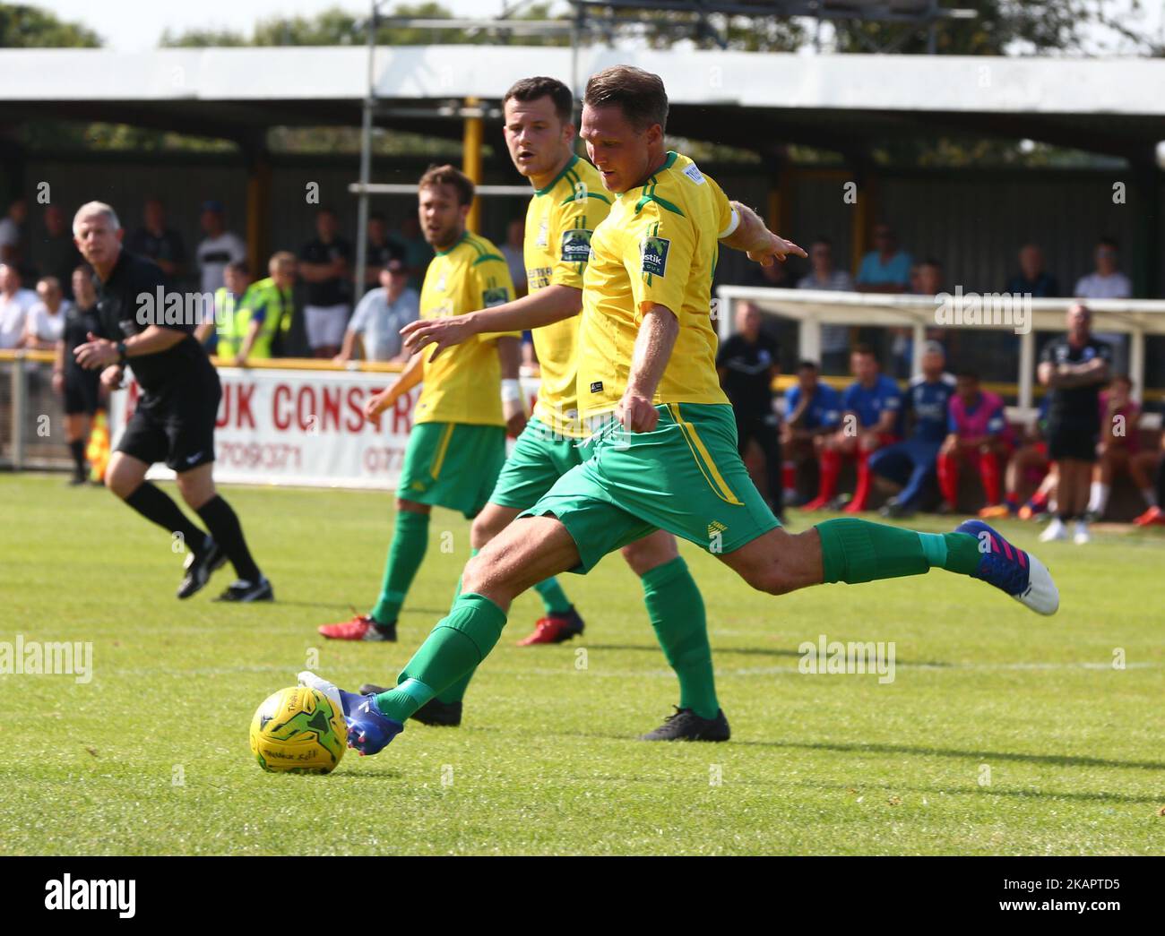 Richard Halle of Thurrock FC during Bostik League Premier Division match between Thurrock vs Billericay Town at Ship Lane Ground, Aveley, UK on August 28, 2017. (Photo by Kieran Galvin/NurPhoto) Stock Photo