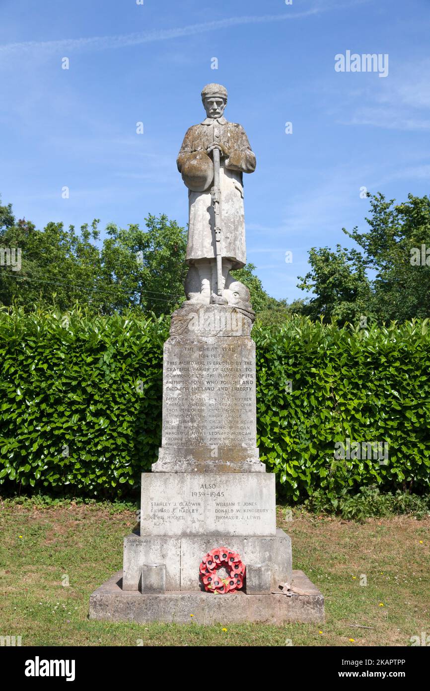War Memorial (WW1 and WW2), Almeley, Herefordshire Stock Photo